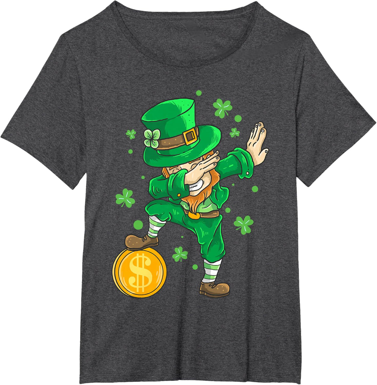 St Patricks Day Boys Kids Costume Dabbing Leprechaun T-Shirt - Dark Heather Grey