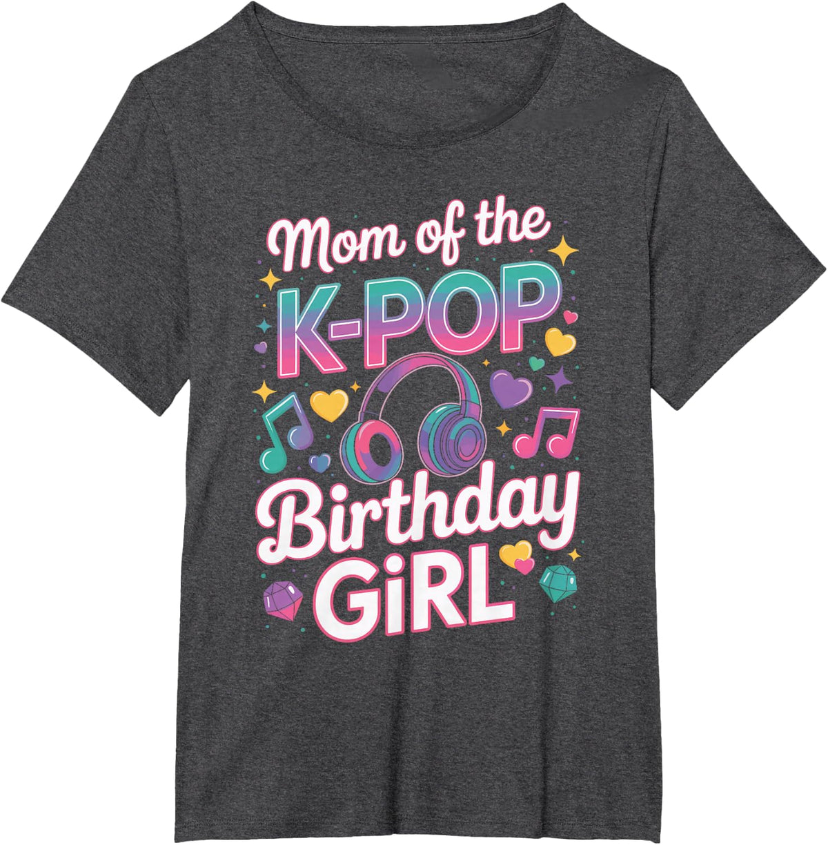 Kpop Costume K-Pop Mom of the Birthday Girl Kpop Birthday T-Shirt - Dark Heather Grey