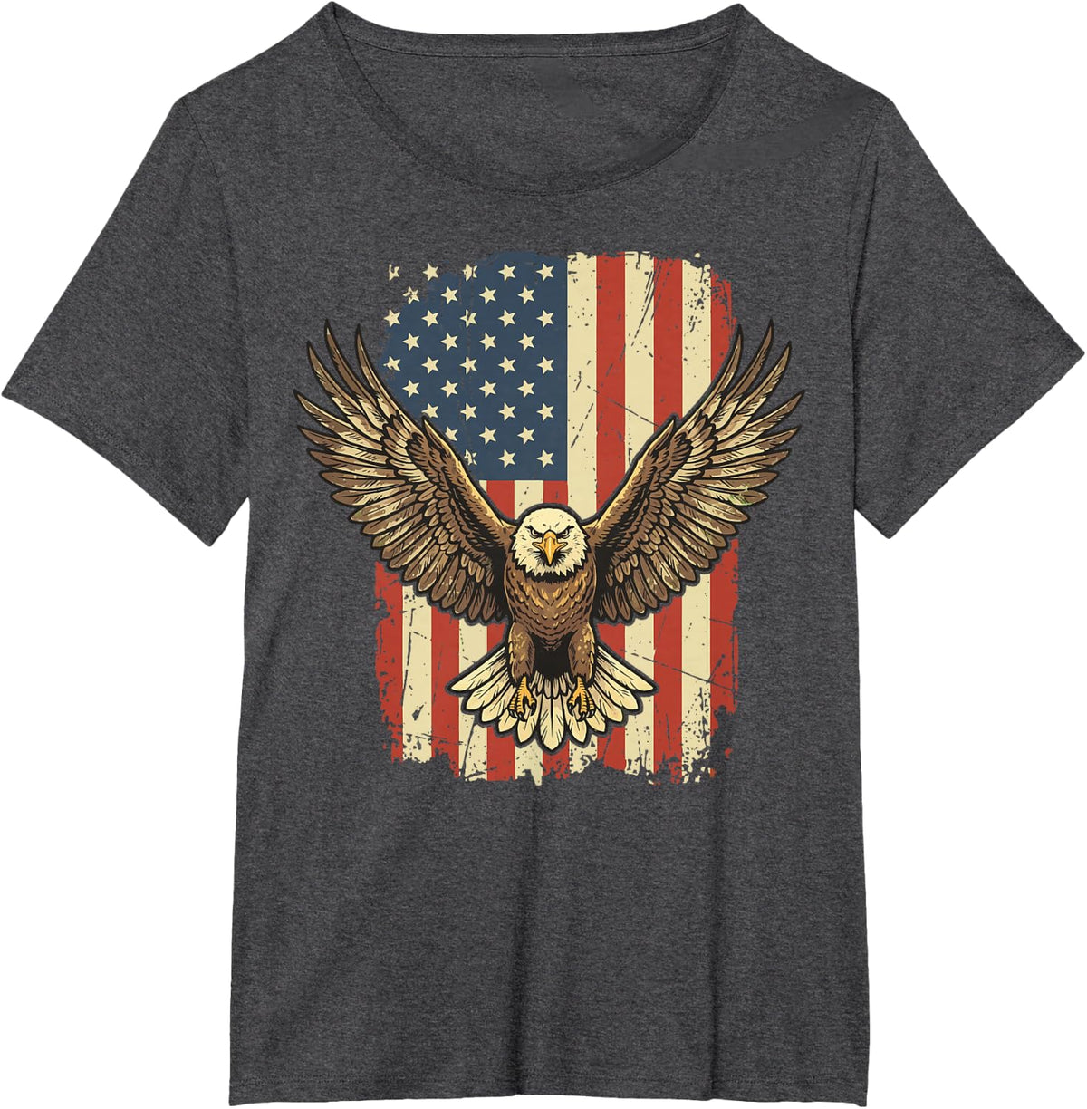 Bald Eagle US Flag T-Shirt - Dark Heather Grey
