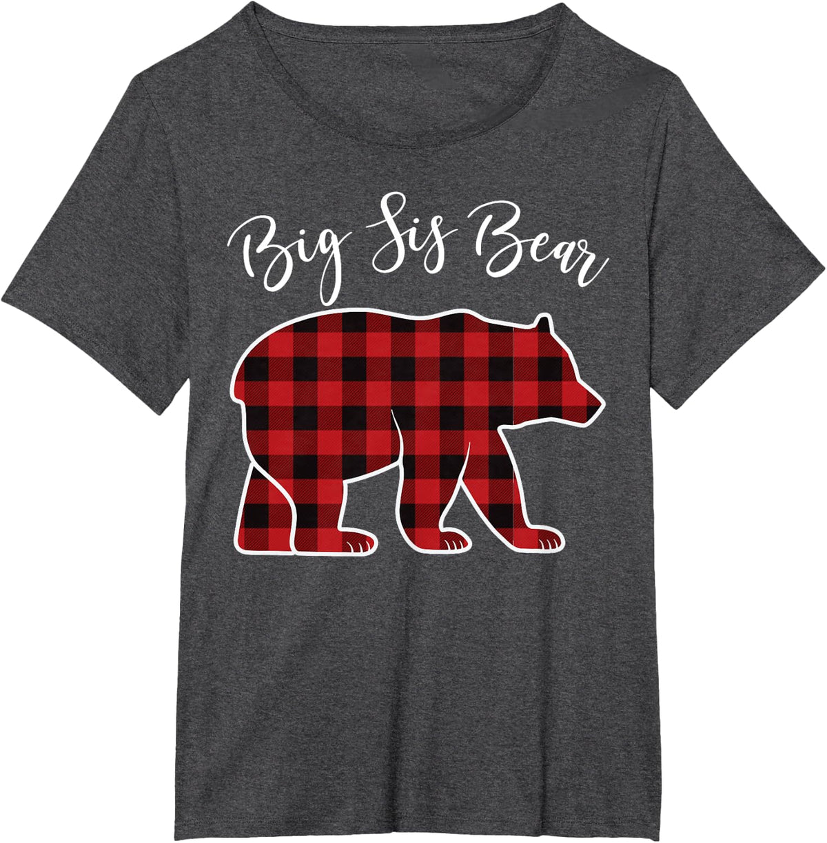 Sister Bear Pajama Red Buffalo Xmas Funny Family Christmas T-Shirt - Dark Heather Grey