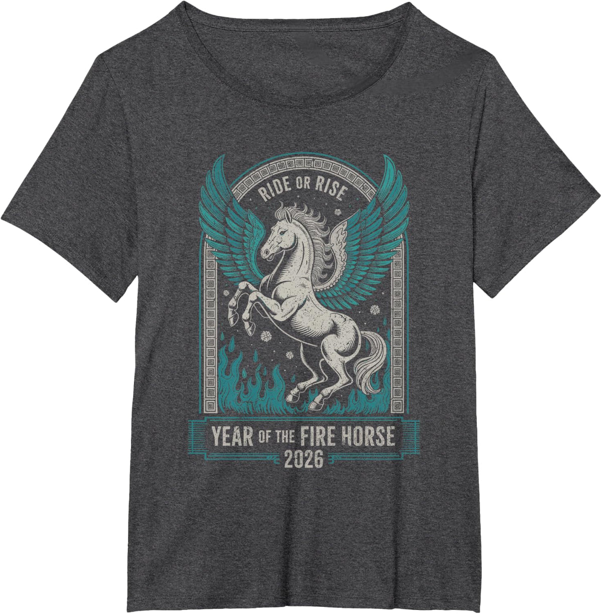 Fire Year of the Horse – Chinese Zodiac NEW Year 2026 T-Shirt - Dark Heather Grey