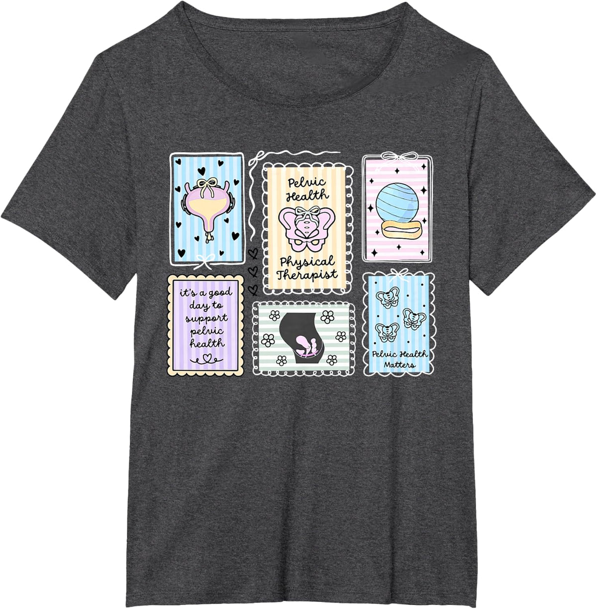 Stamp Pelvic Health Physical Therapist Floor Appreciation T-Shirt - Dark Heather Grey