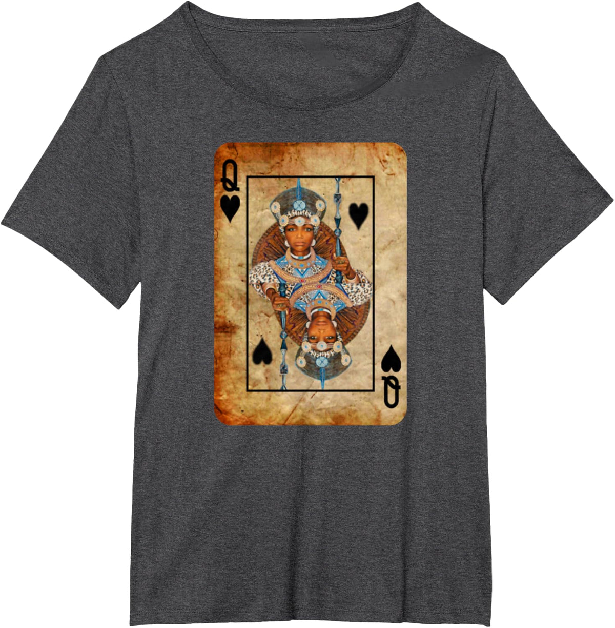 Black Queen Spade Playing Card - T-Shirt - Men Women Youth T-Shirt - Dark Heather Grey