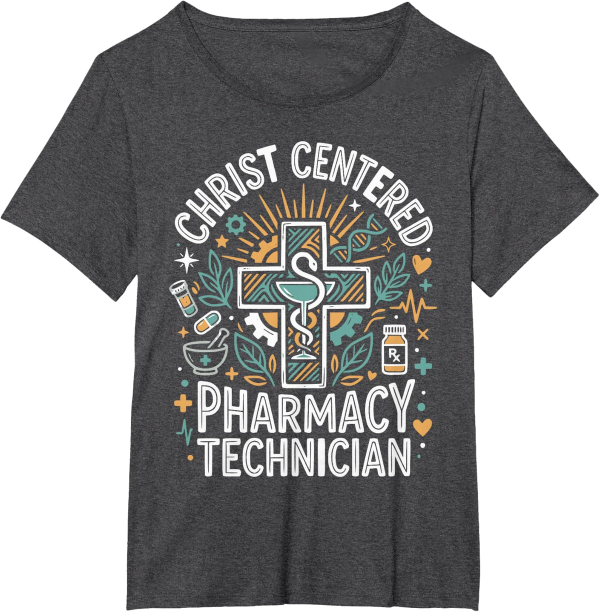 Christian Pharmacy Technician Jesus Christ Pharm Tech T-Shirt - Dark Heather Grey