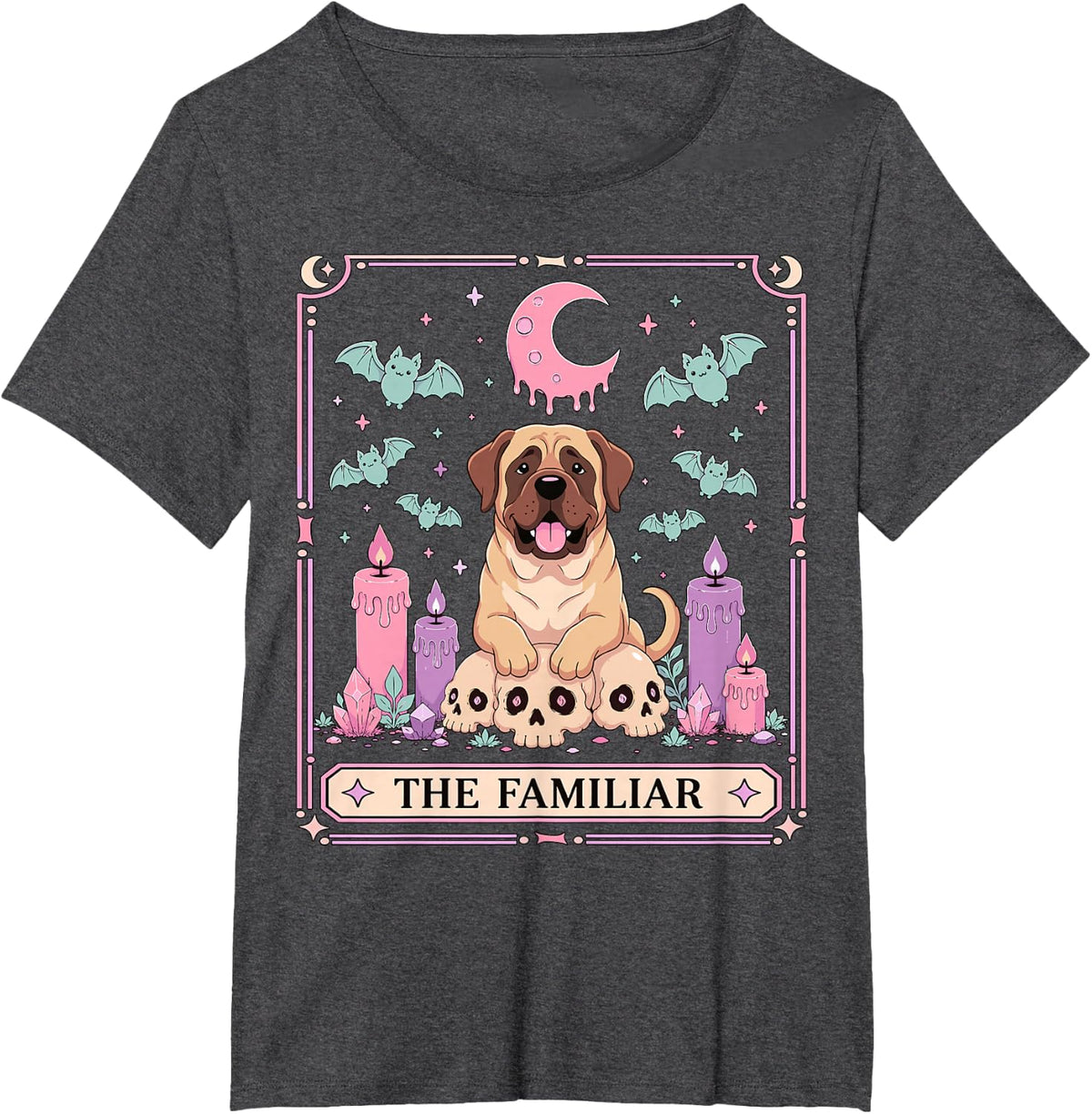 English Mastiff Dog Tarot Card T-Shirt - Dark Heather Grey