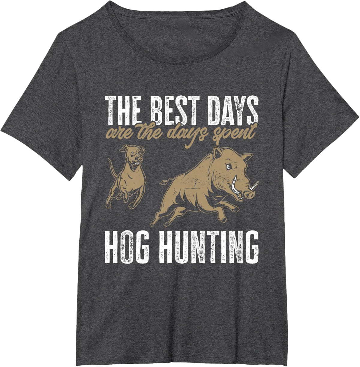 Wild Hog Hunting Dog Boar Hunting T-Shirt - Dark Heather Grey