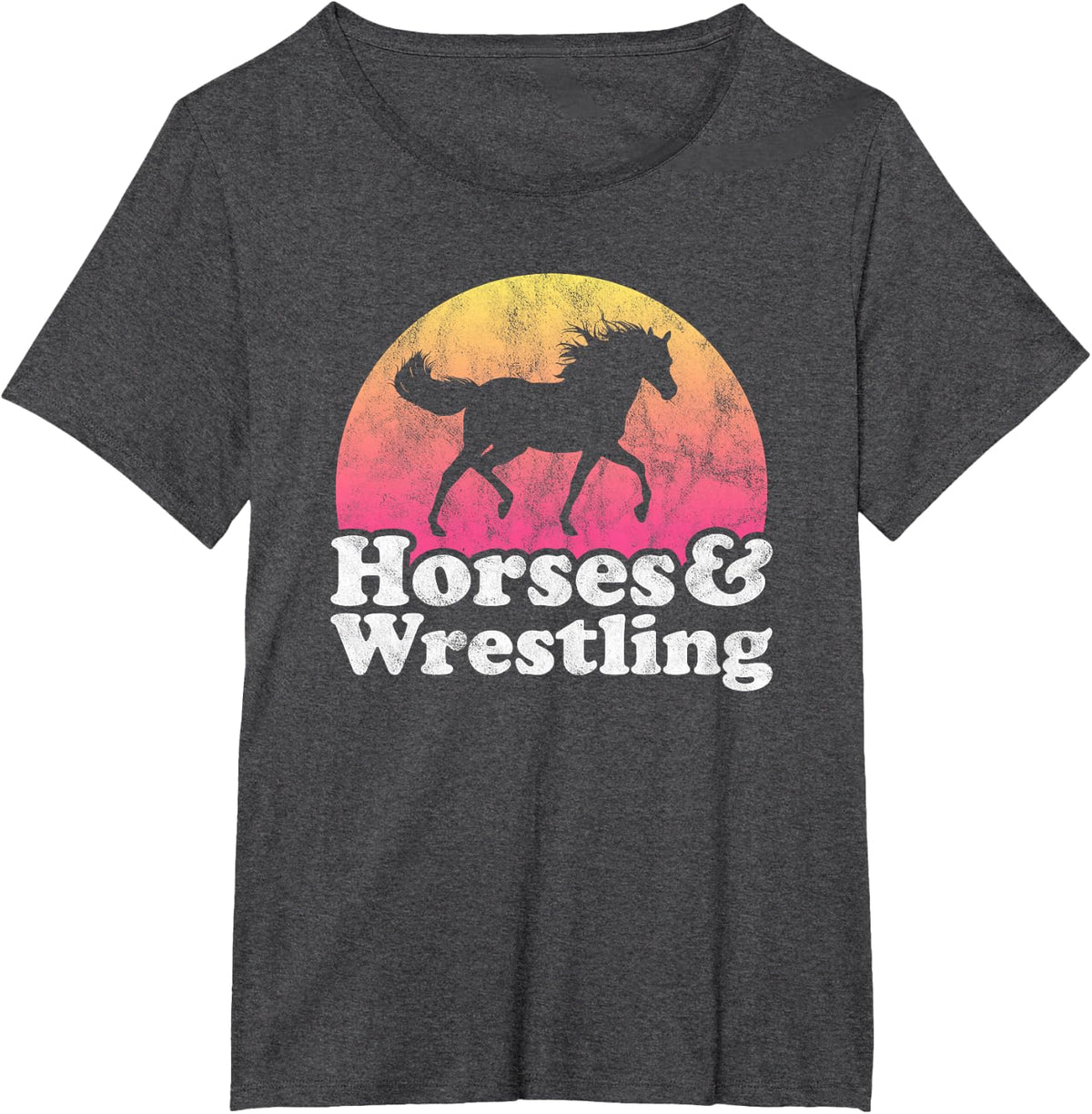 Horse and Wrestler Women or Girls Horses Wrestling T-Shirt - Dark Heather Grey
