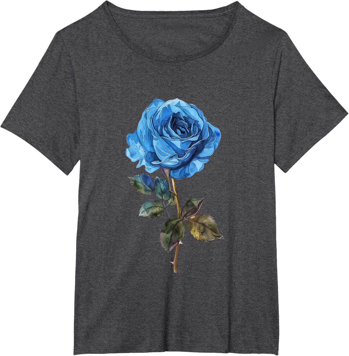 199 Flowers Blue Rose Graphic T-Shirt - Dark Heather Grey