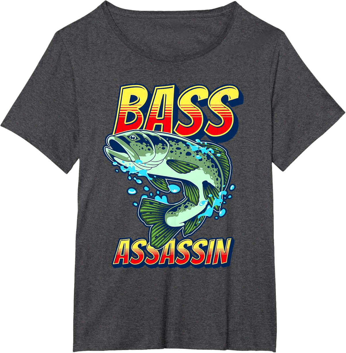 Bass Assassin Funny Fisherman Bass Fish Jumping T-Shirt - Dark Heather Grey