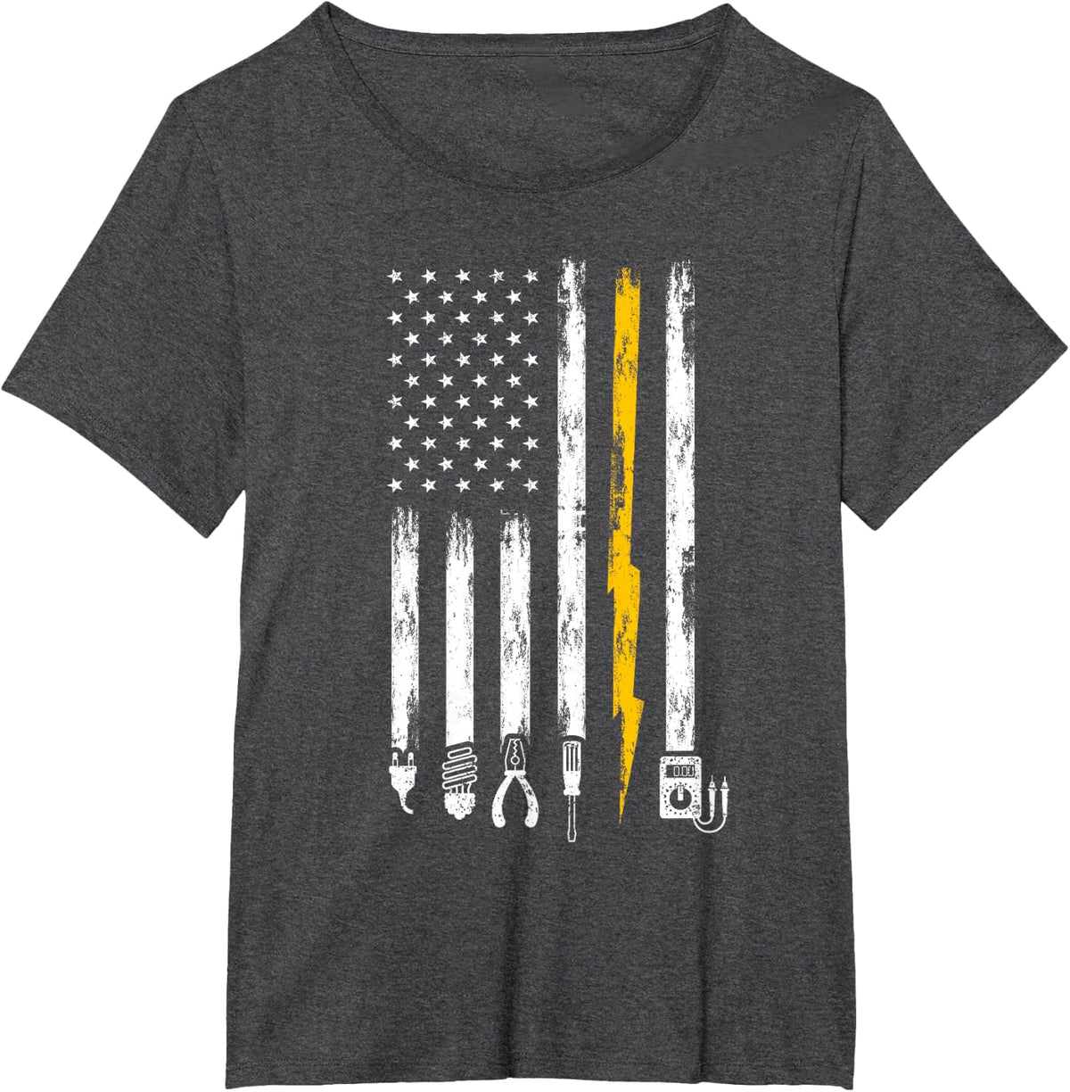 Electrician US Flag Tools for Electricians T-Shirt - Dark Heather Grey