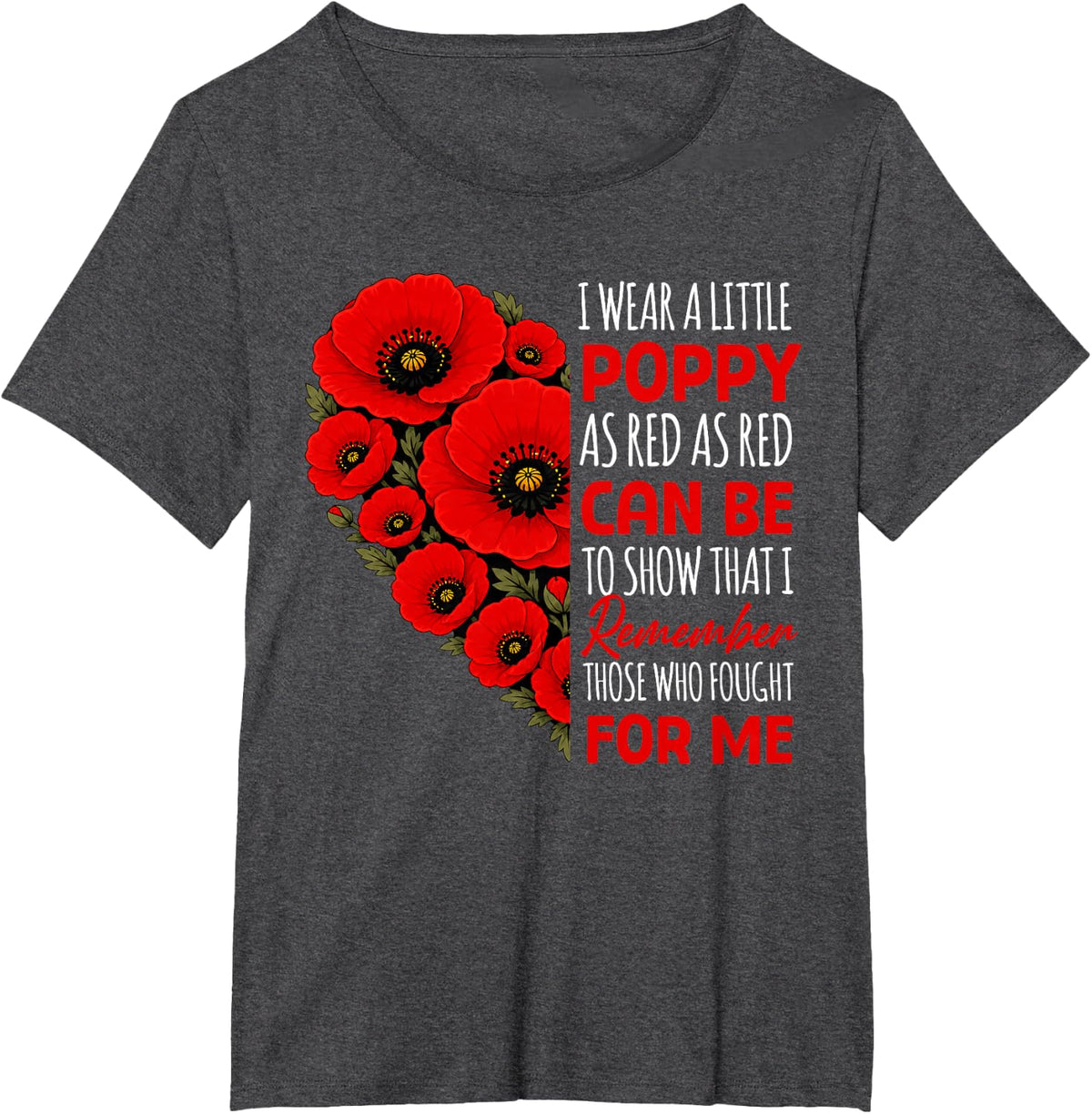 Never Forgotten Red Poppy Flower Memorial Day Veteran Womens T-Shirt - Dark Heather Grey