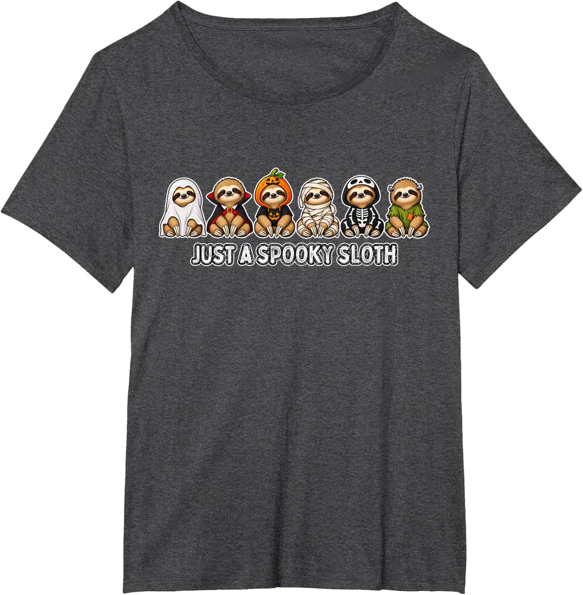 Just A Spooky Sloth Halloween Wildlife T-Shirt - Dark Heather Grey