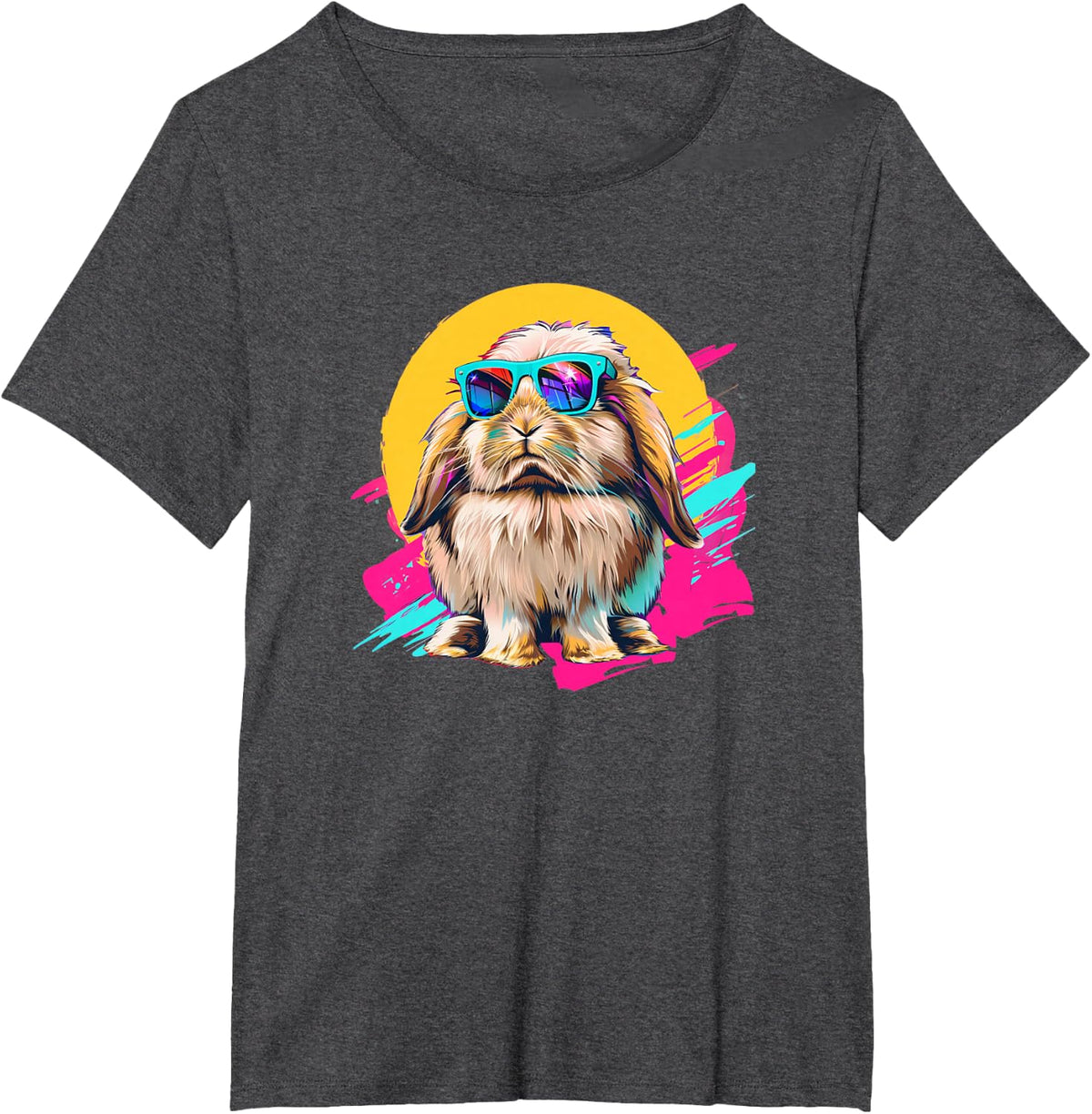 Retro Vintage 80s Mini Holland Lop Bunny Rabbit Lover T-Shirt - Dark Heather Grey