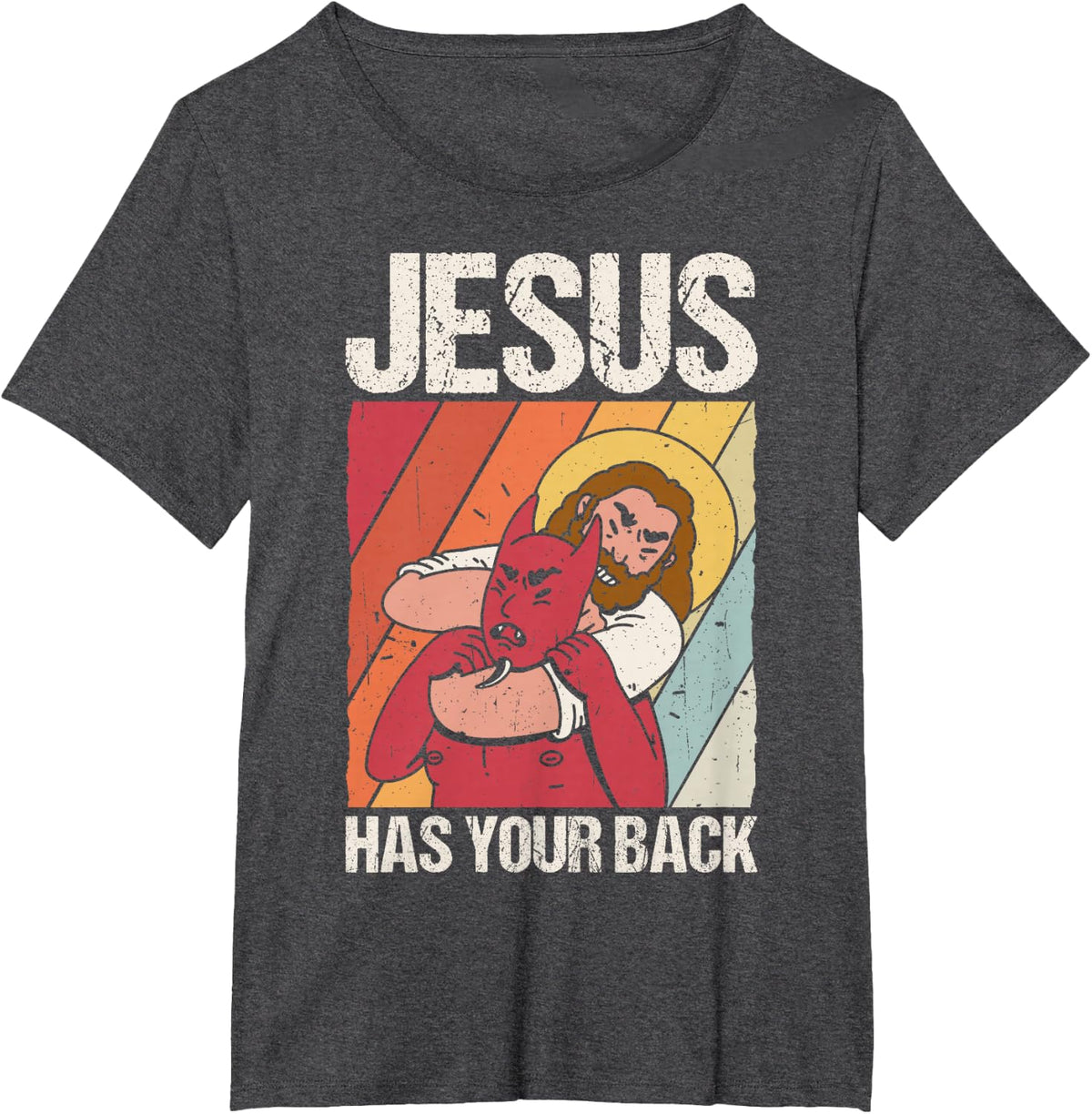 JESUS HAS YOUR BACK Christian Jiu Jitsu T-Shirt - Dark Heather Grey
