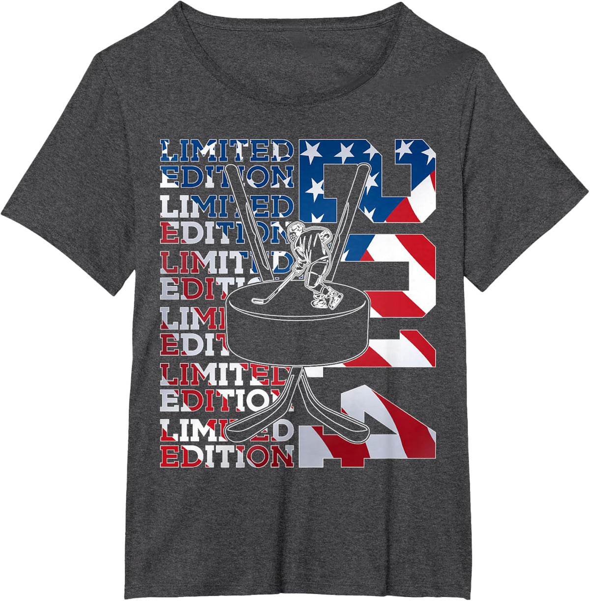 Limited Edition 2014 ICE Hockey 12TH Birthday T-Shirt - Dark Heather Grey