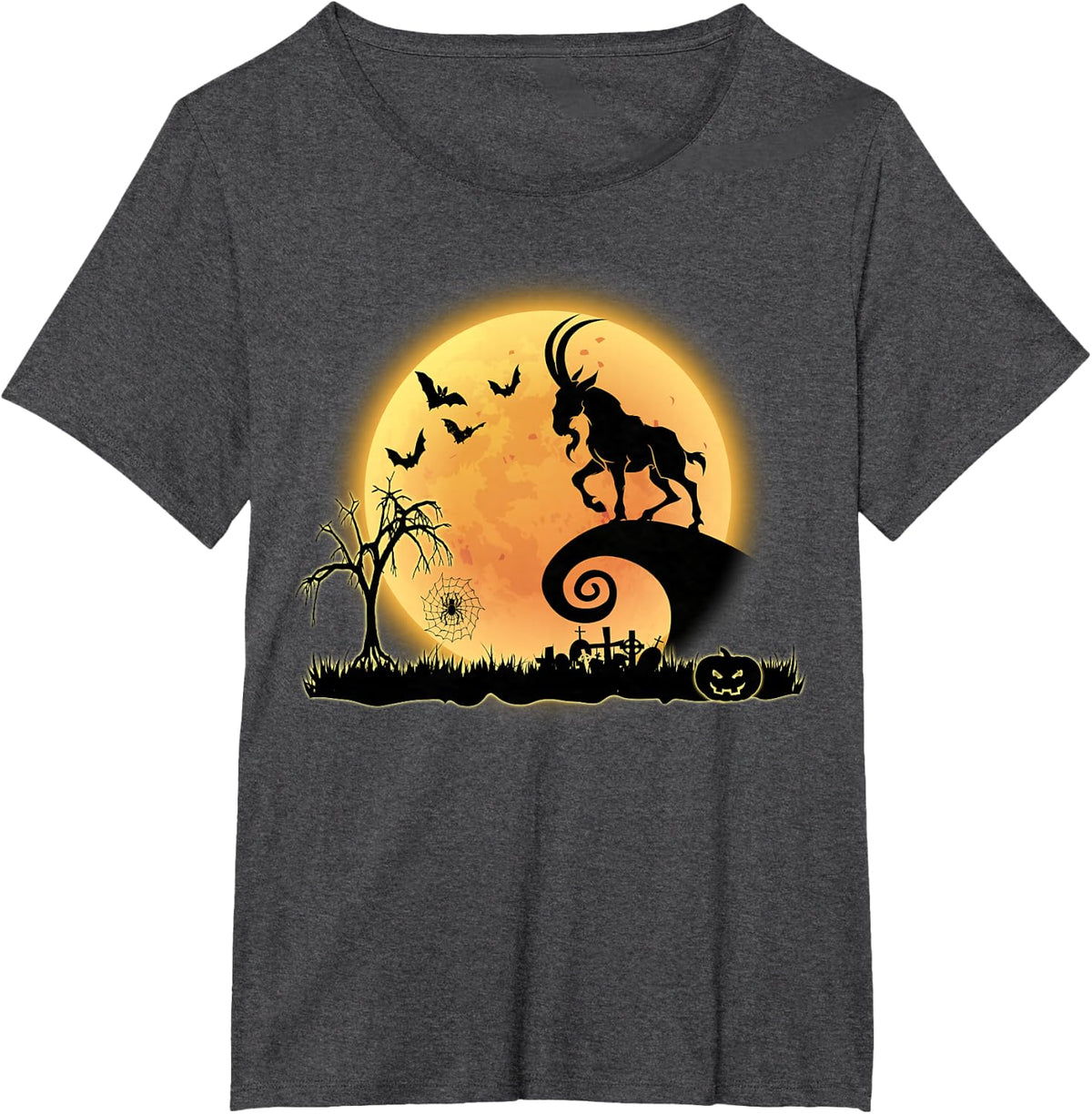 Goat and Moon Scary Funny Halloween Costume T-Shirt - Dark Heather Grey