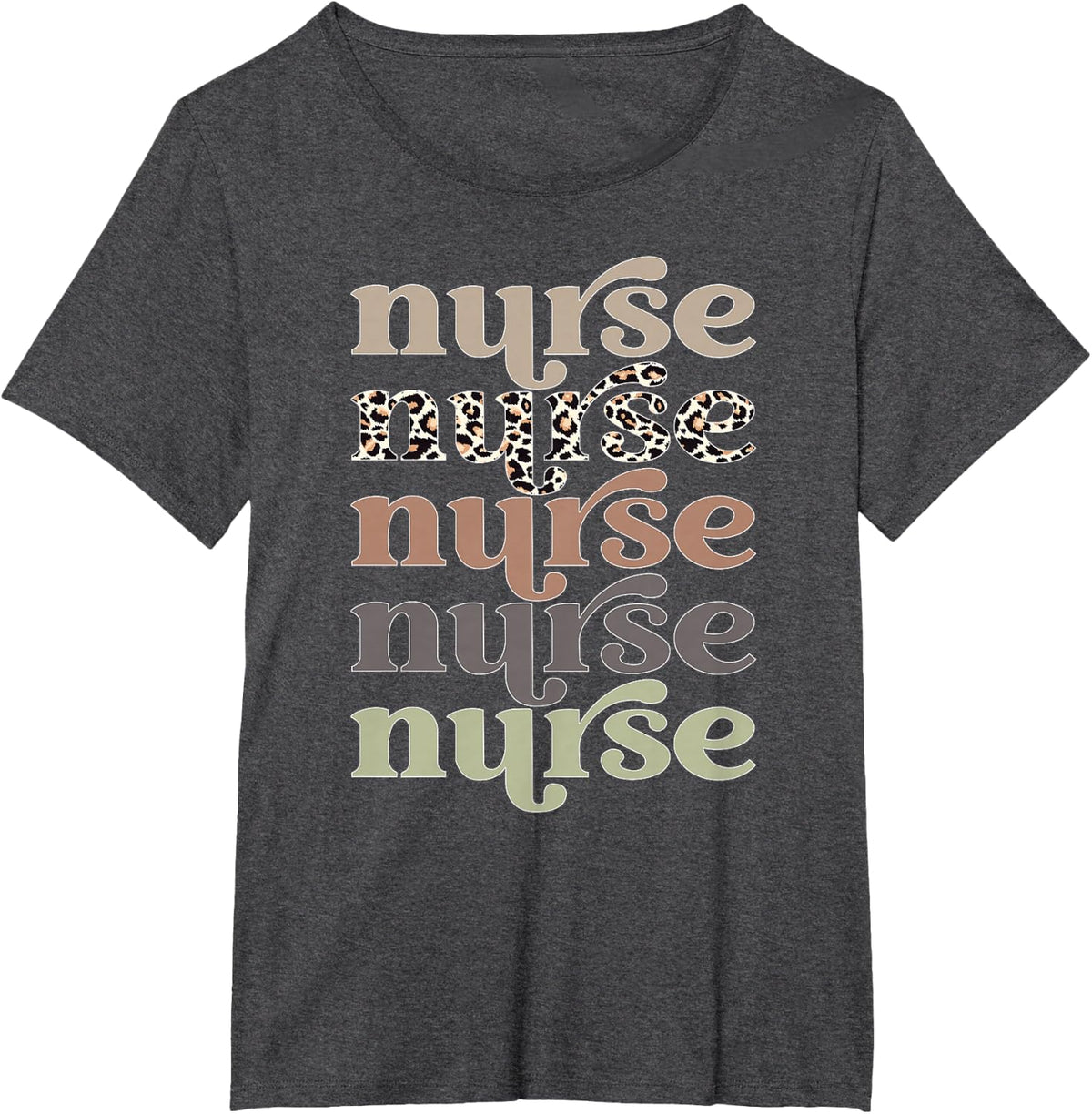 Retro Leopard Nurse Life, Registered Nurse Tee Nurse's Day T-Shirt - Dark Heather Grey