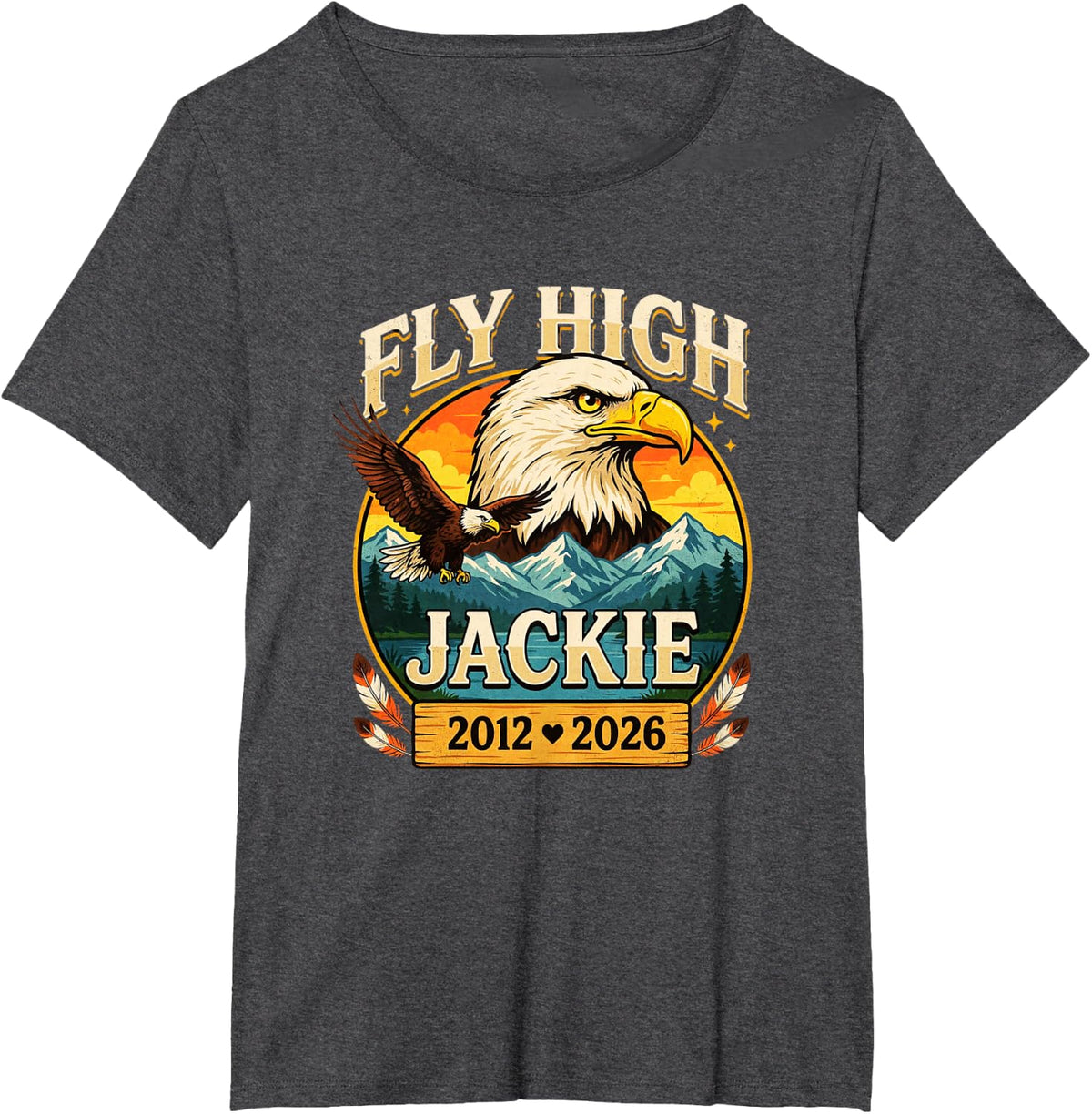 Fly High Jackie, Big Bear Jackie and Shadow Bald Eagle T-Shirt - Dark Heather Grey