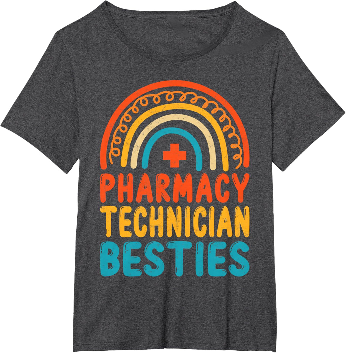 Pharmacy Technician Besties - Retro Pharm Tech T-Shirt - Dark Heather Grey