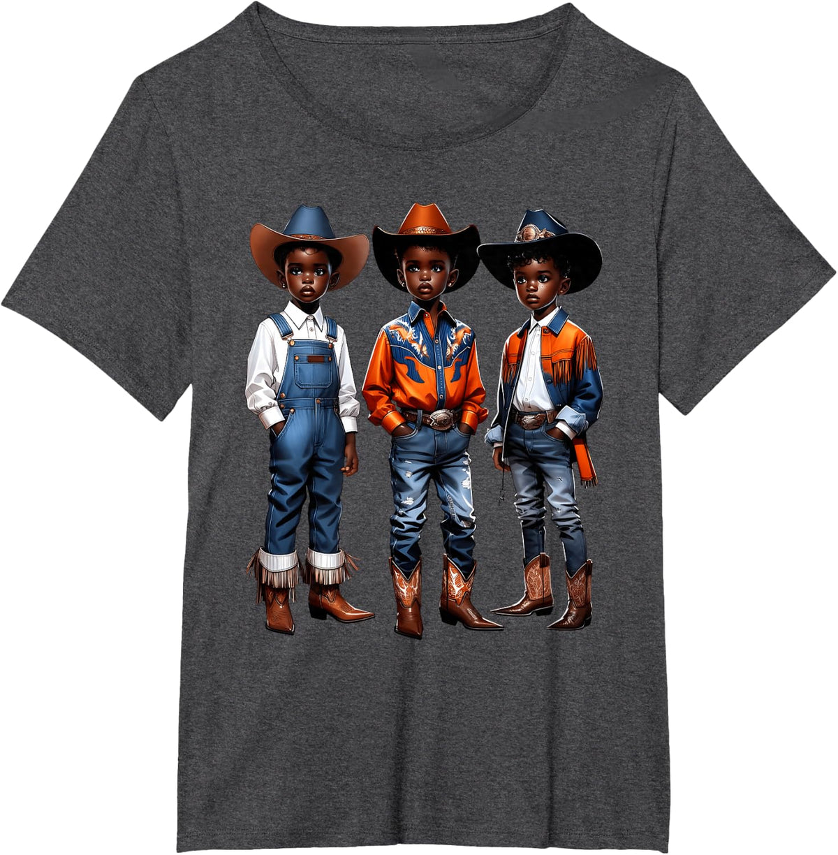 Black Cowboy Western Rodeo Melanin Black History Texas Kids T-Shirt - Dark Heather Grey