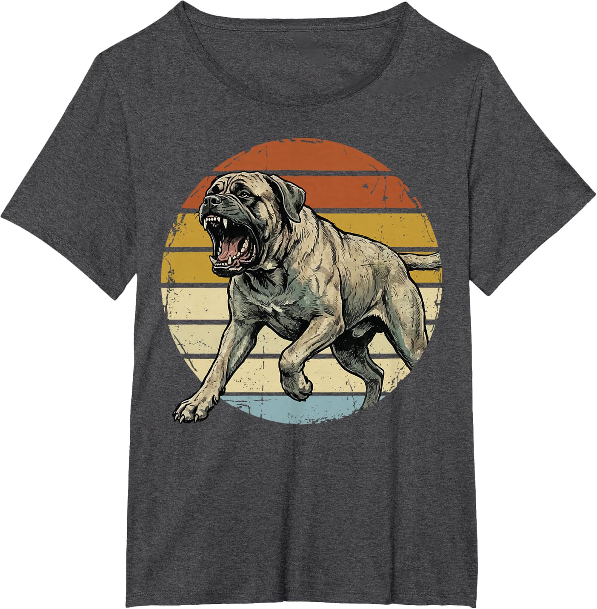 English Mastiff Retro T-Shirt - Dark Heather Grey