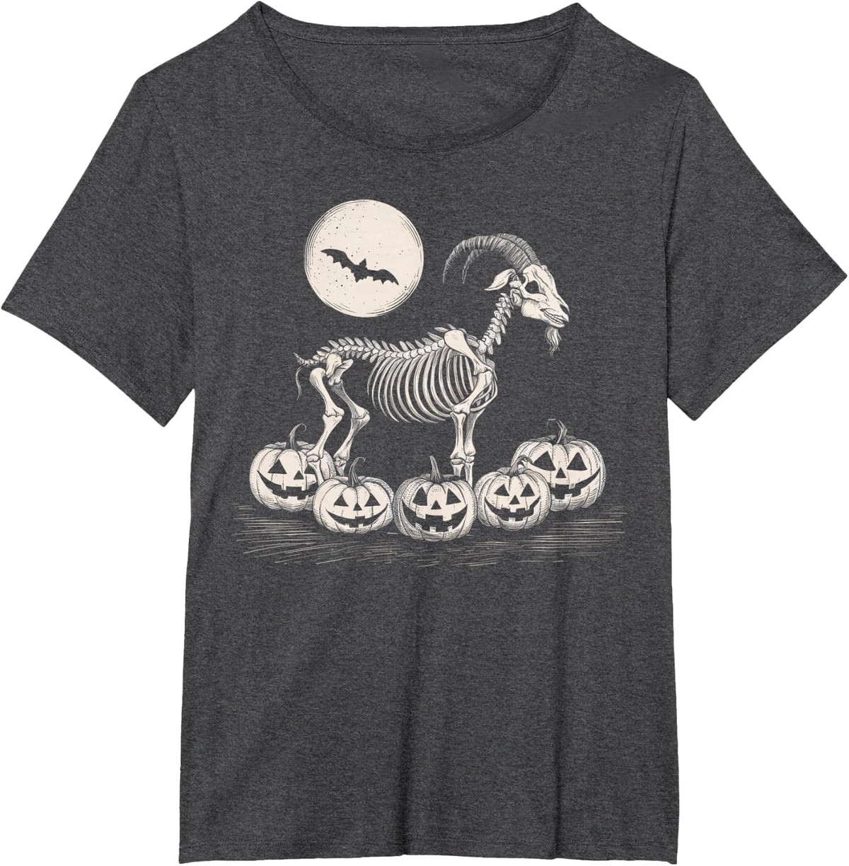 Goat Skeleton Halloween Men Women Kids T-Shirt - Dark Heather Grey