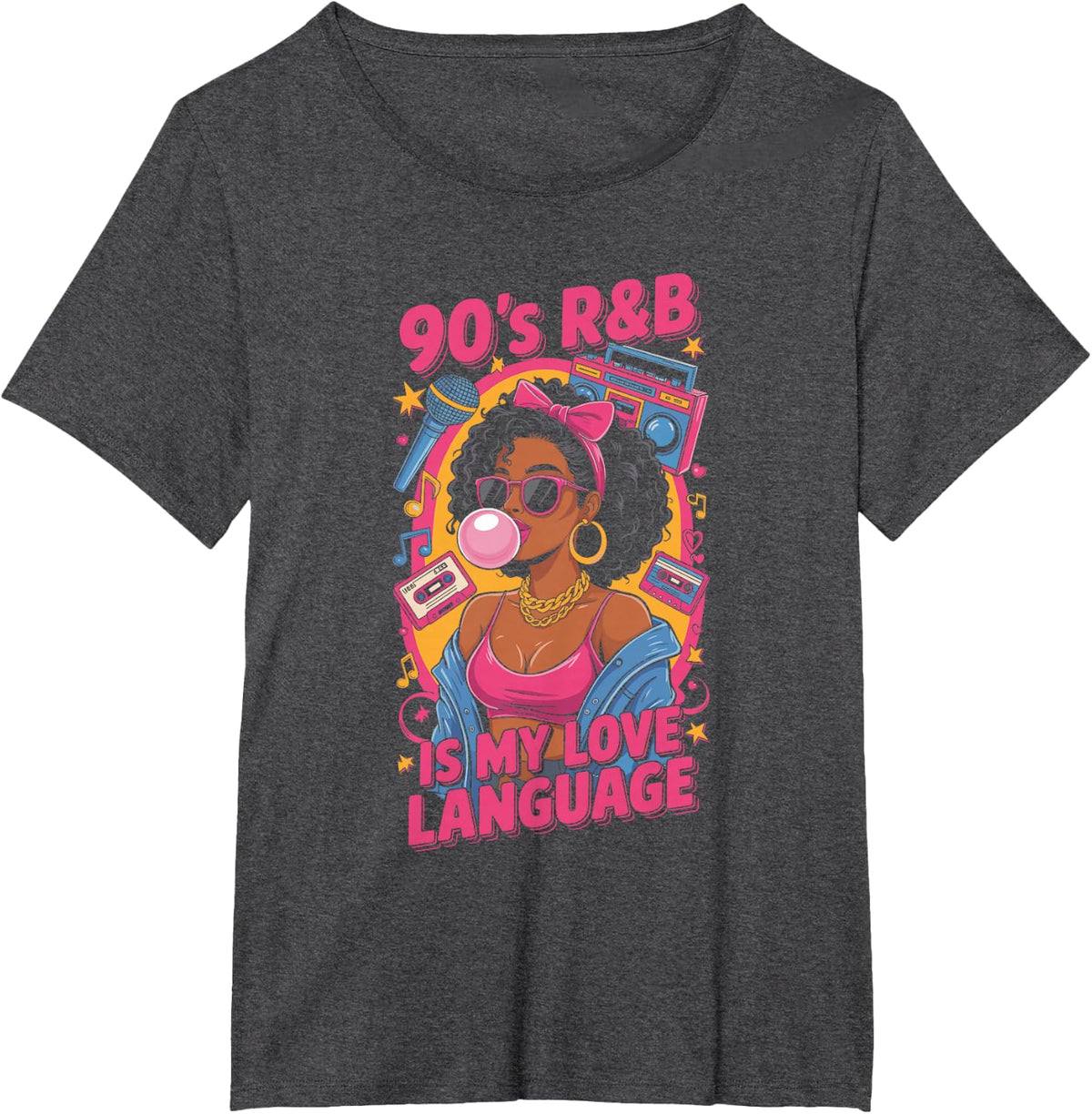 90's R&B Music Hip Hop R&B Is My Love Language T-Shirt - Dark Heather Grey