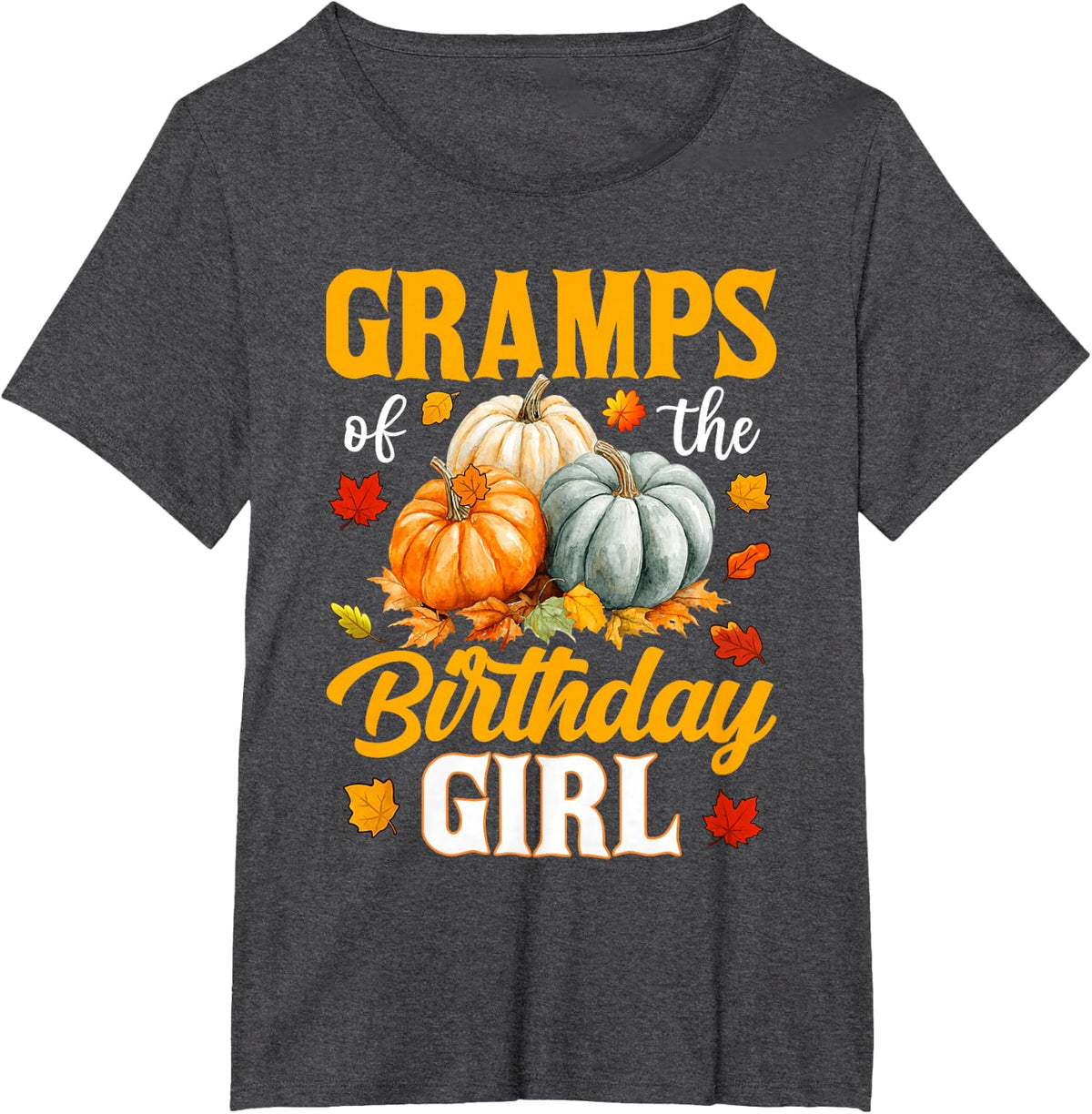 Gramps of The Birthday Girl Halloween Pumpkin T-Shirt - Dark Heather Grey