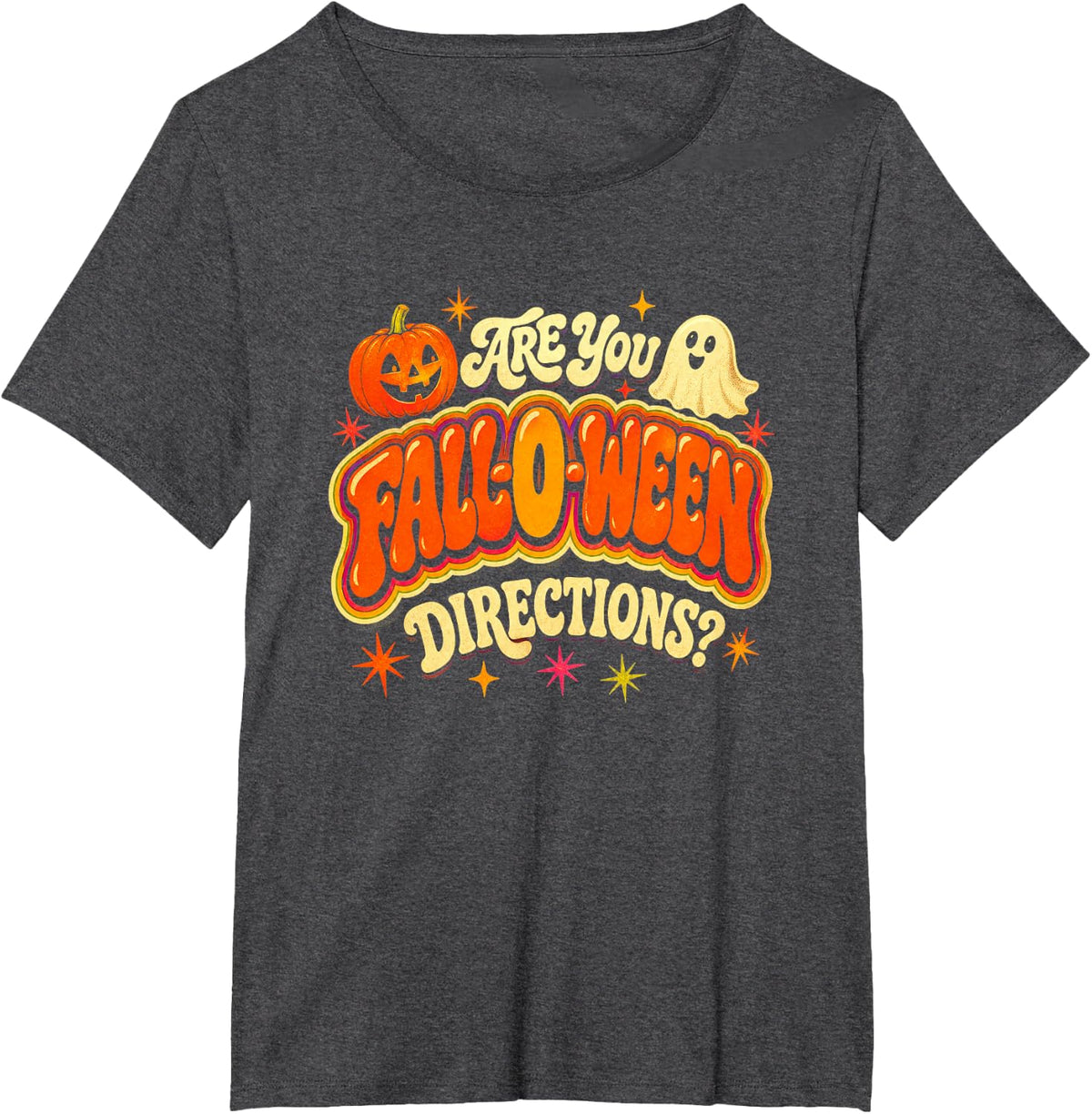 are You Fall O Ween Directions Cute Groovy Halloween Teacher T-Shirt - Dark Heather Grey