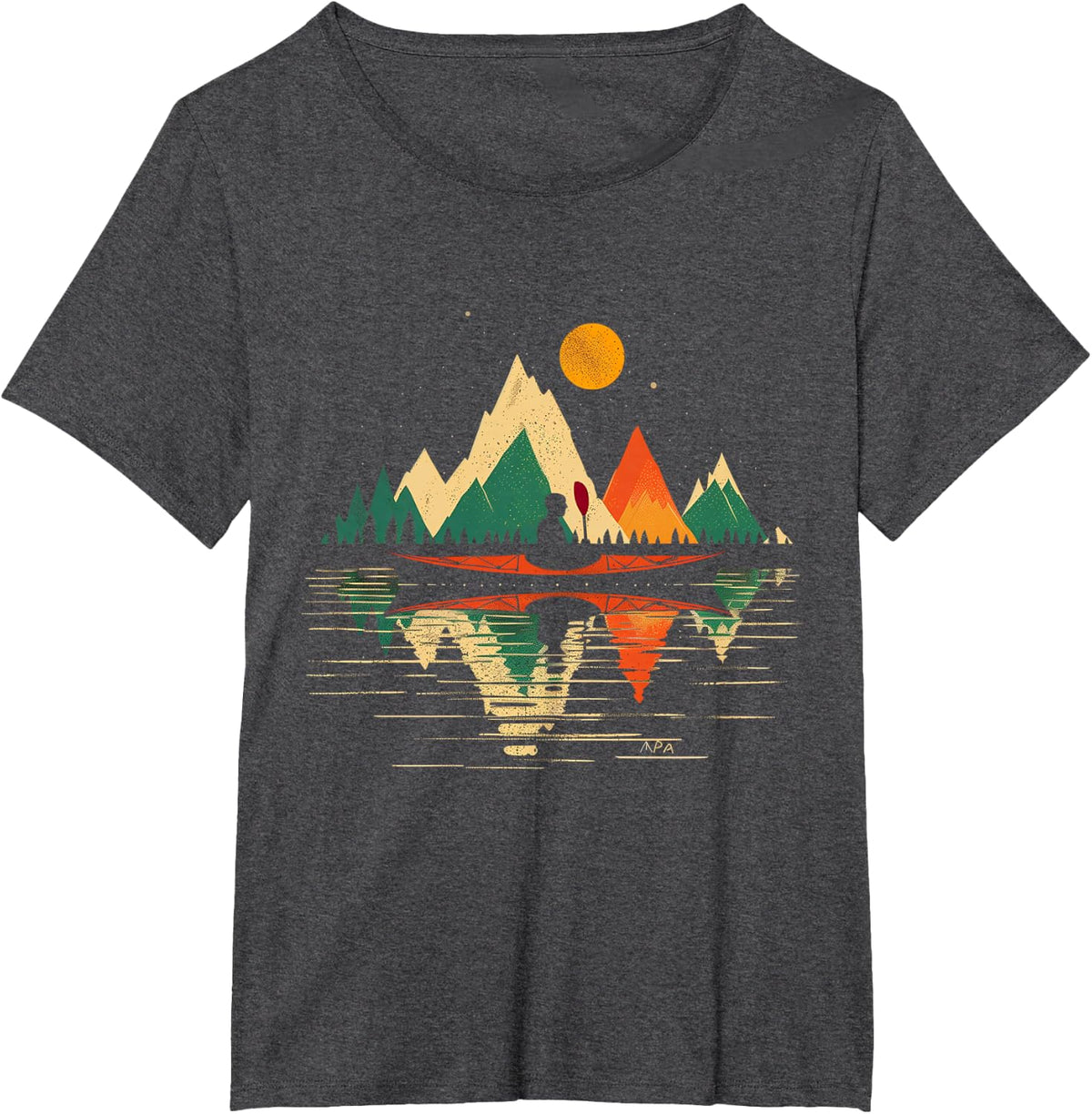 Kayaking Vintage Retro Mountains Canoe Canoeing Kayak T-Shirt - Dark Heather Grey