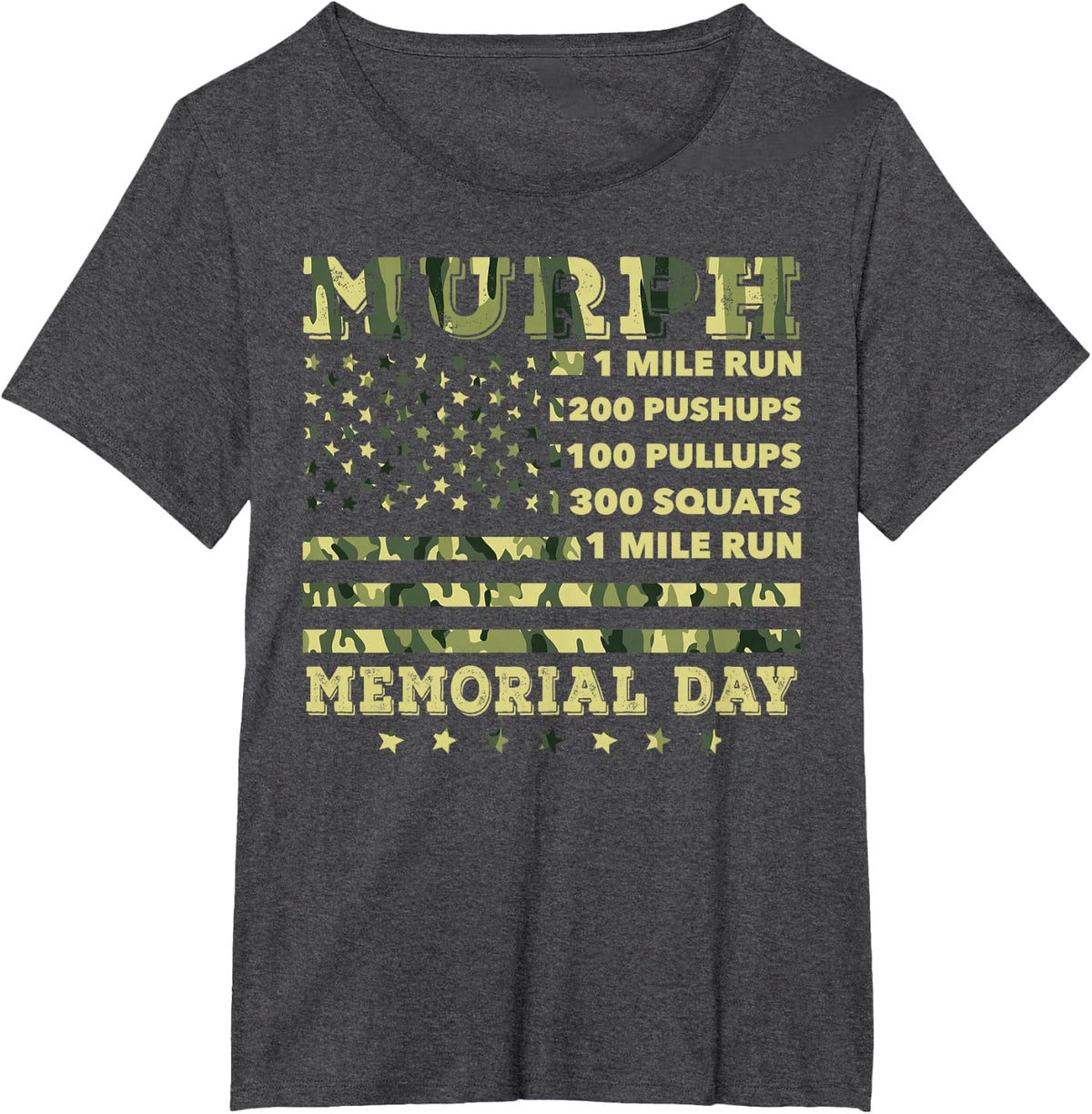 Murph 2021 Workout Challenge American Memorial Day Murph T-Shirt - Dark Heather Grey