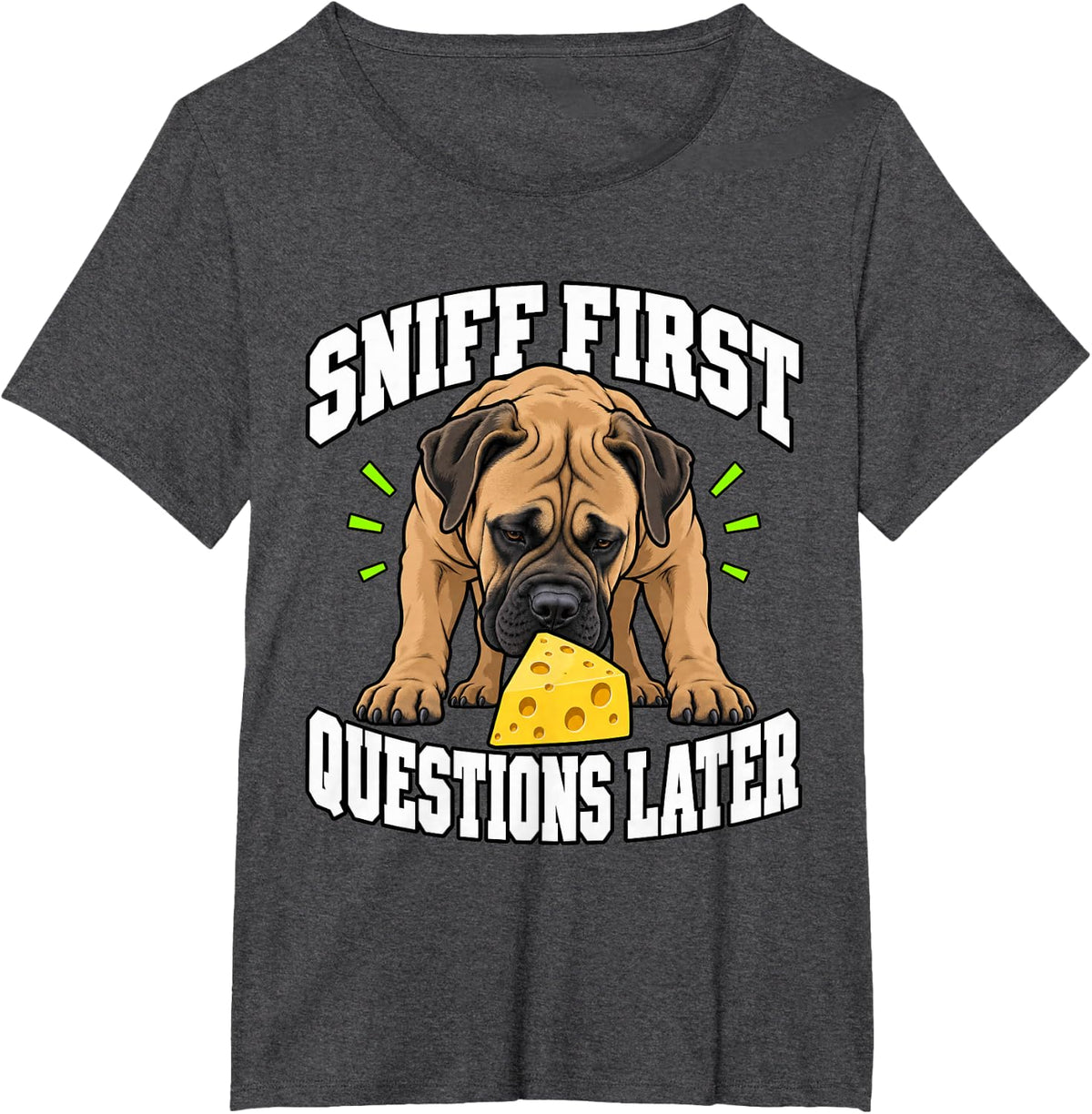 Cane Corso Sniff First Questions Later Puppy Lover Funny T-Shirt - Dark Heather Grey
