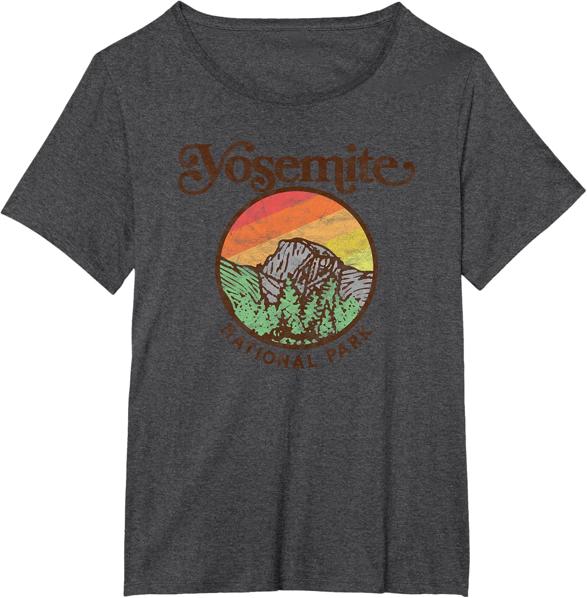 Yosemite National Park Retro 60s Half Dome Graphic T-Shirt - Dark Heather Grey