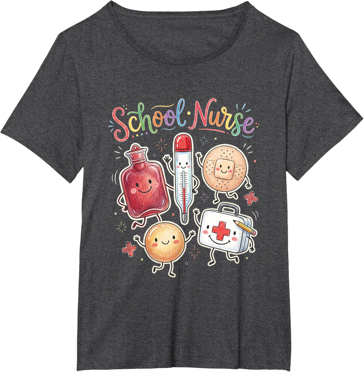 Cute School Nurse Squad Nurse Life Back to School T-Shirt - Dark Heather Grey