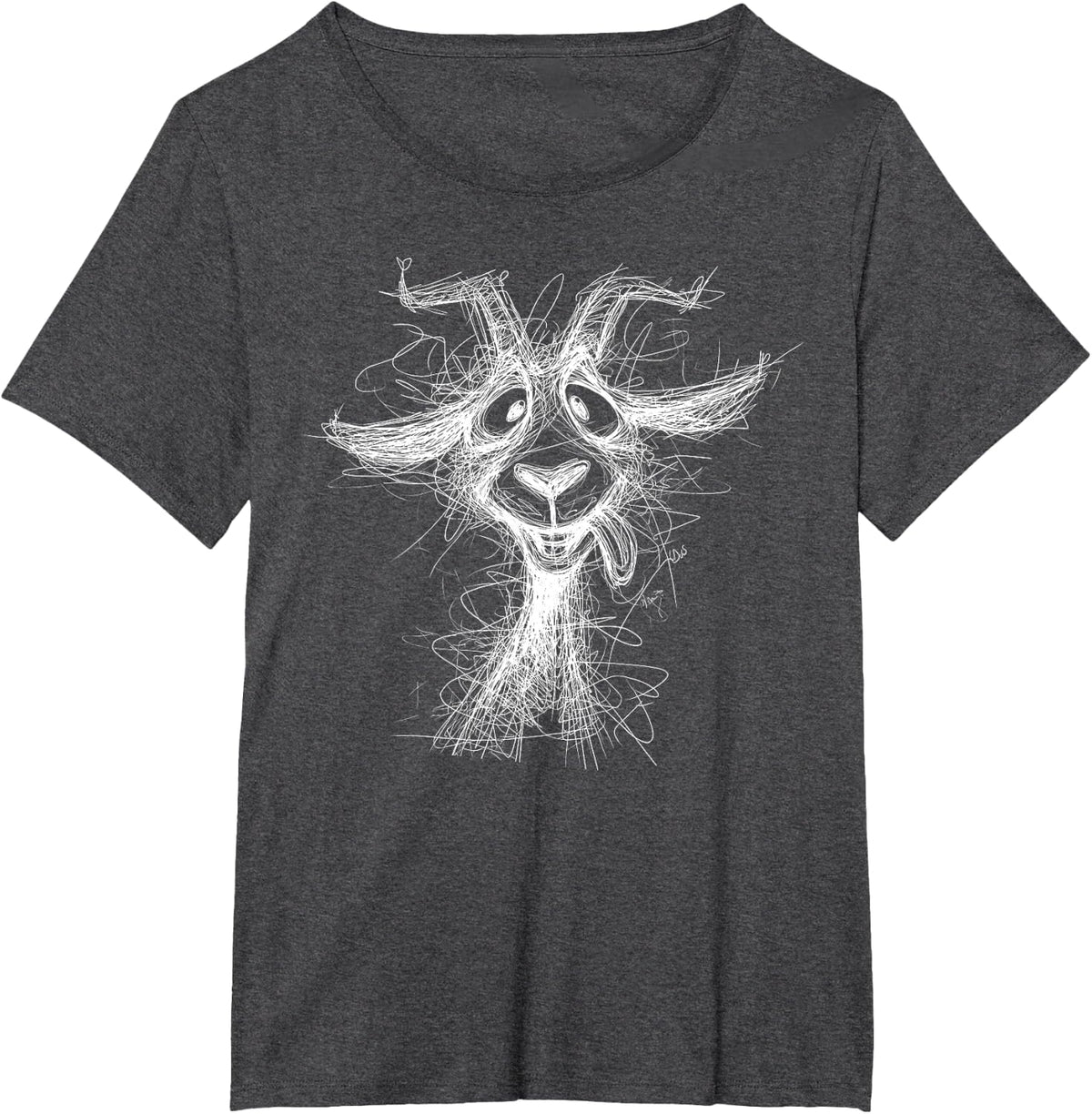 Scribble Goat Line Art Minimalist Sketch Hand Drawing Farm T-Shirt - Dark Heather Grey