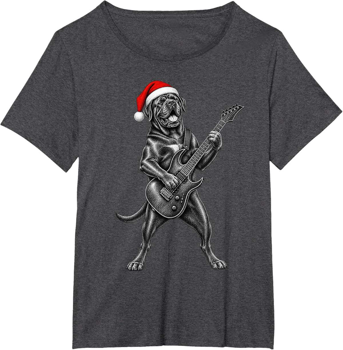 Funny Cane Corso Holiday Electric Guitar Dog T-Shirt - Dark Heather Grey