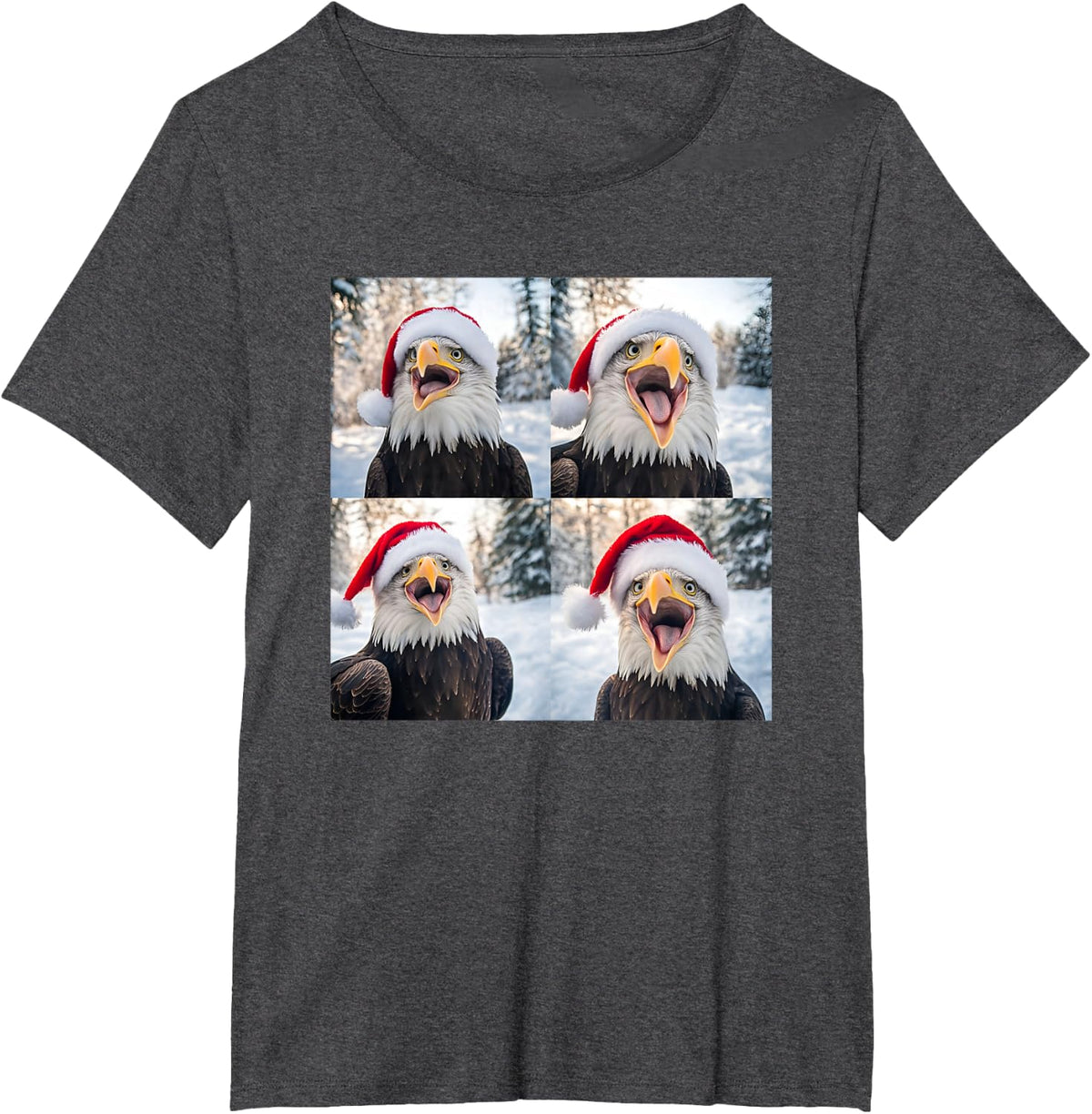 Patriotic American Bald Eagle Christmas T-Shirt - Dark Heather Grey