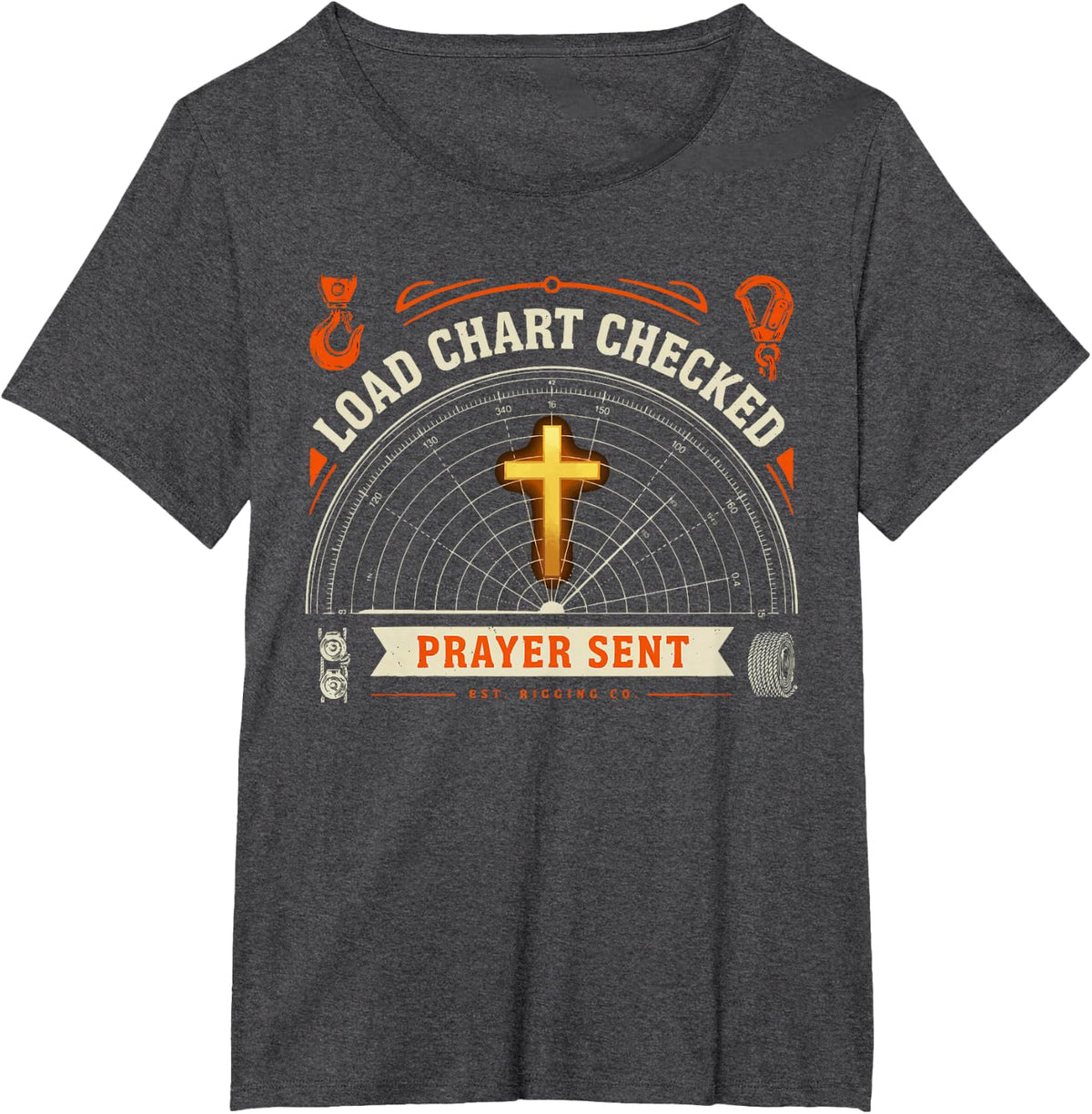 Christian Crane Operator Job Jesus Christ Tower Crane T-Shirt - Dark Heather Grey