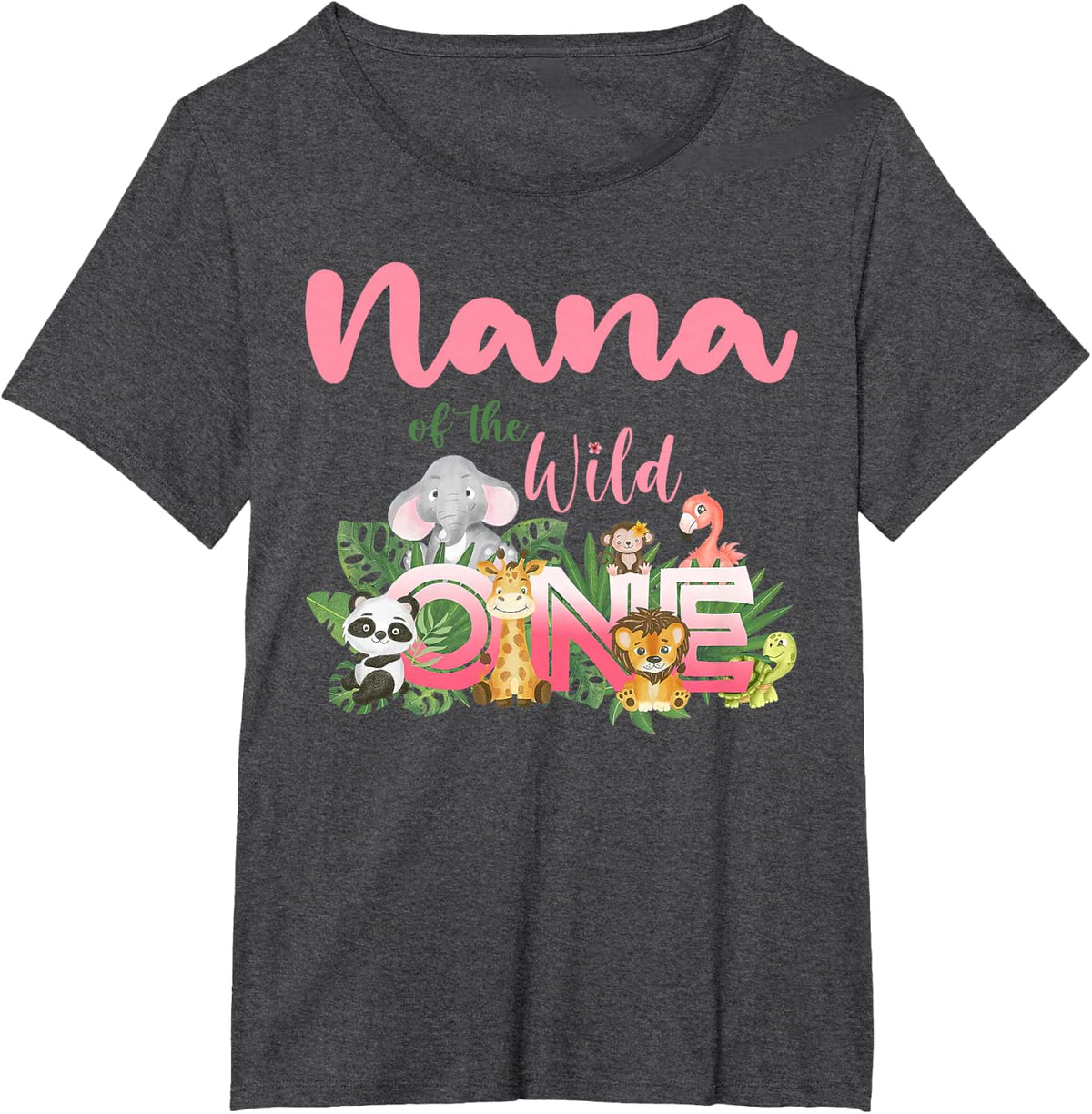 Nana Of The Wild One Birthday 1st Safari Jungle Family T-Shirt - Dark Heather Grey