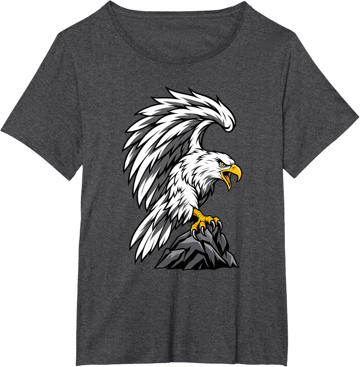 Patriotic Bald Eagle Screeching On Rock Kids T-Shirt - Dark Heather Grey