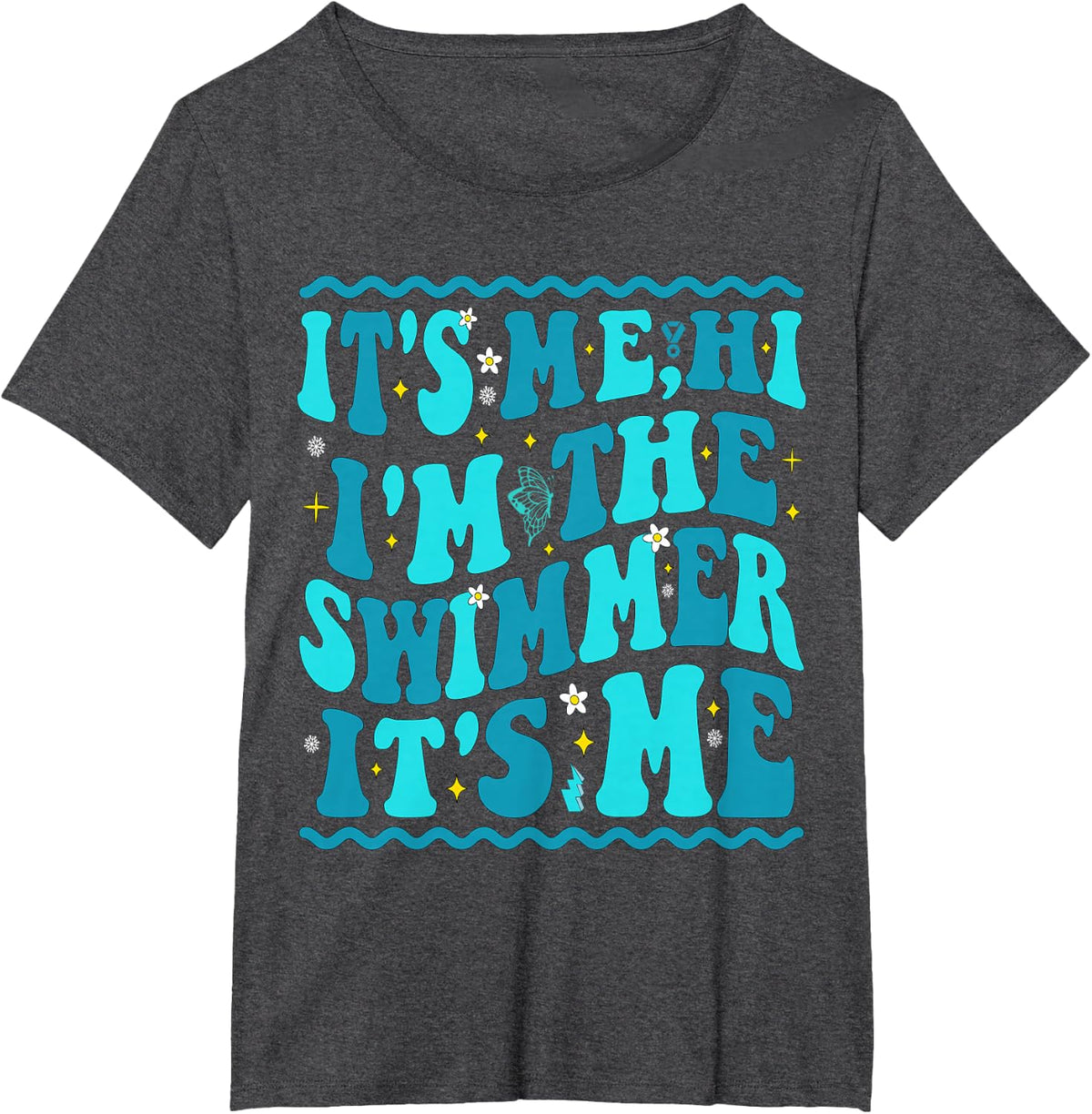 It's Me Hi I'm The Swimmer It's Me Beach Summer Vacation T-Shirt - Dark Heather Grey