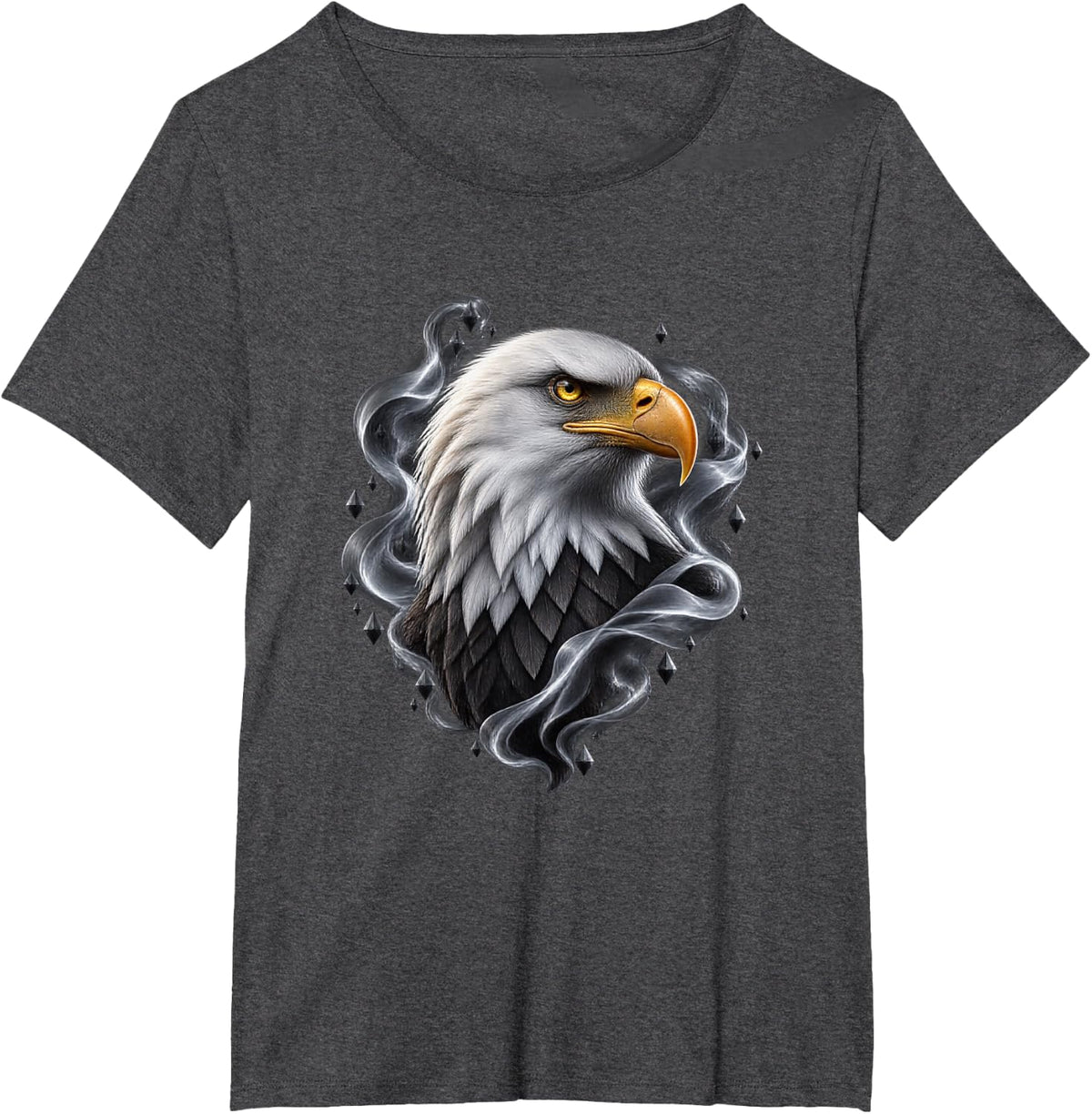 Bald Eagle with White Smoke Crown Bird Art T-Shirt - Dark Heather Grey