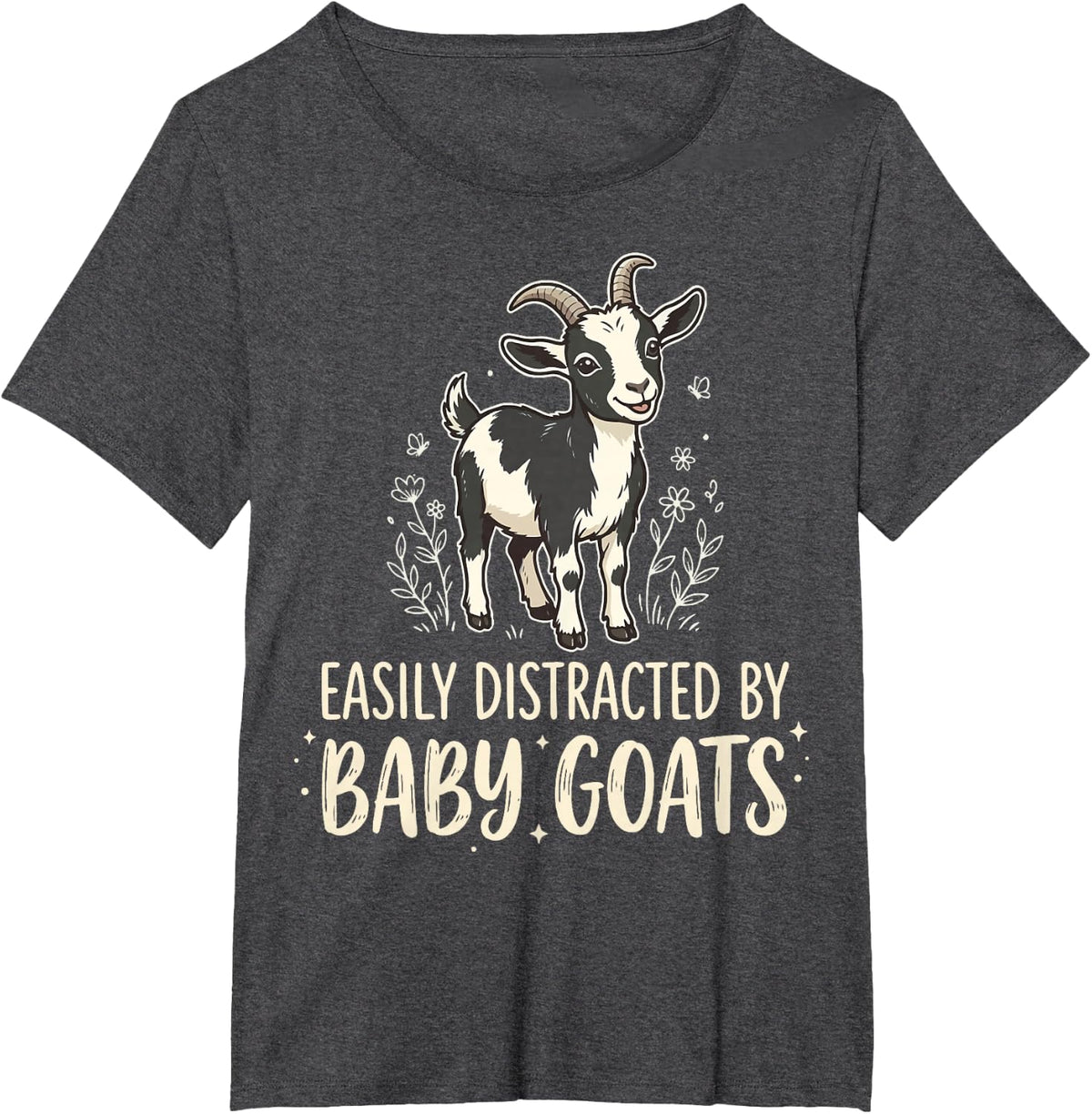 Easily Distracted By Baby Goats T-Shirt - Dark Heather Grey