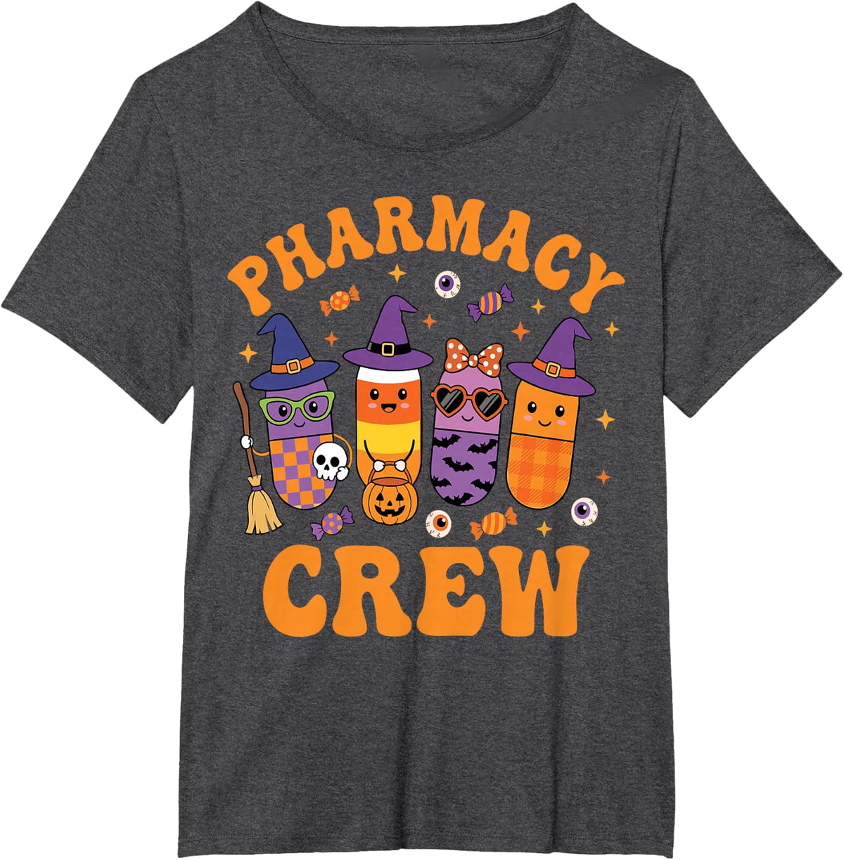 Pharmacy Crew Halloween - Pharmacy Technician Team T-Shirt - Dark Heather Grey