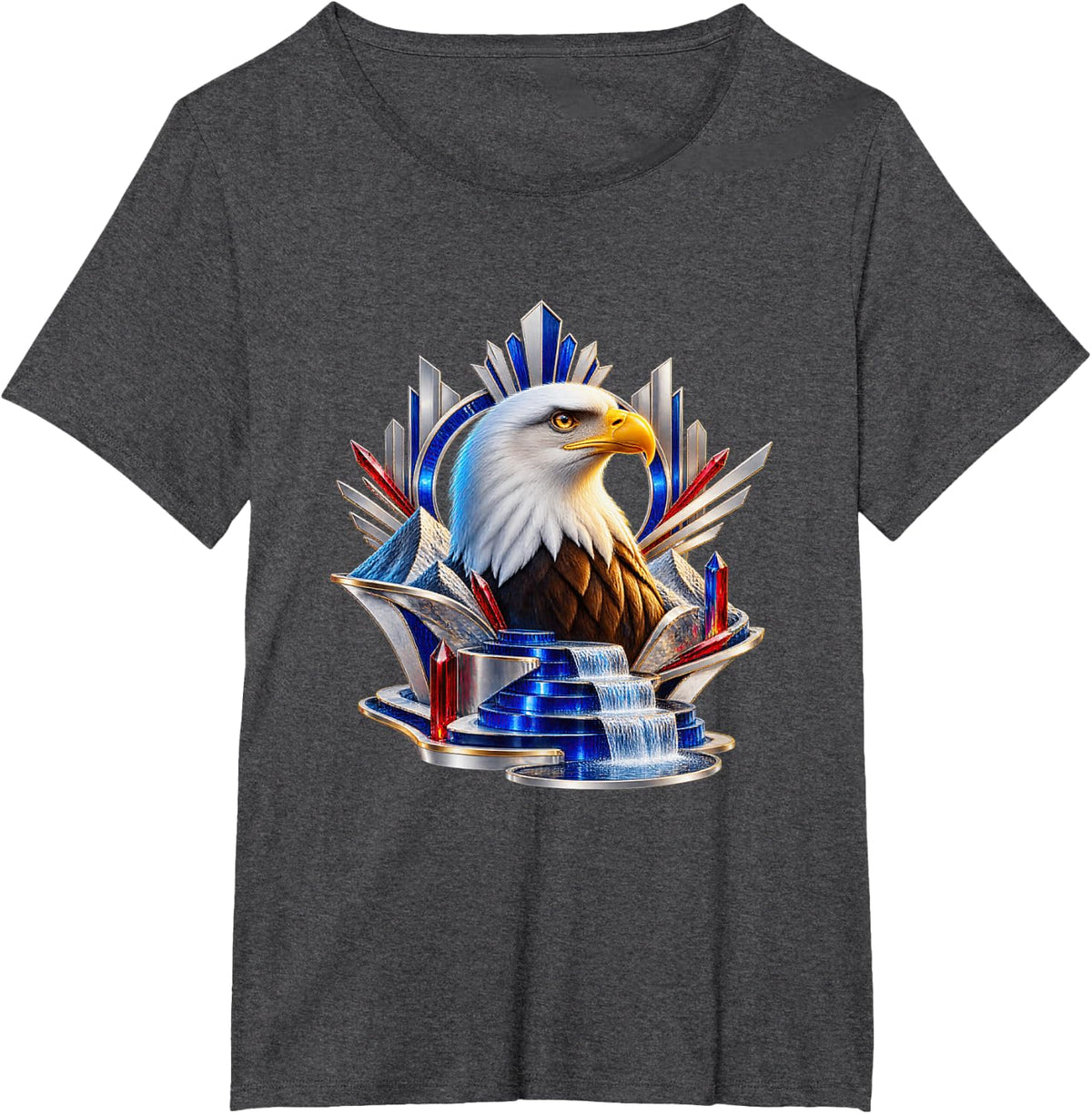 Bald Eagle Above Cobalt Peaks and Cascades T-Shirt - Dark Heather Grey