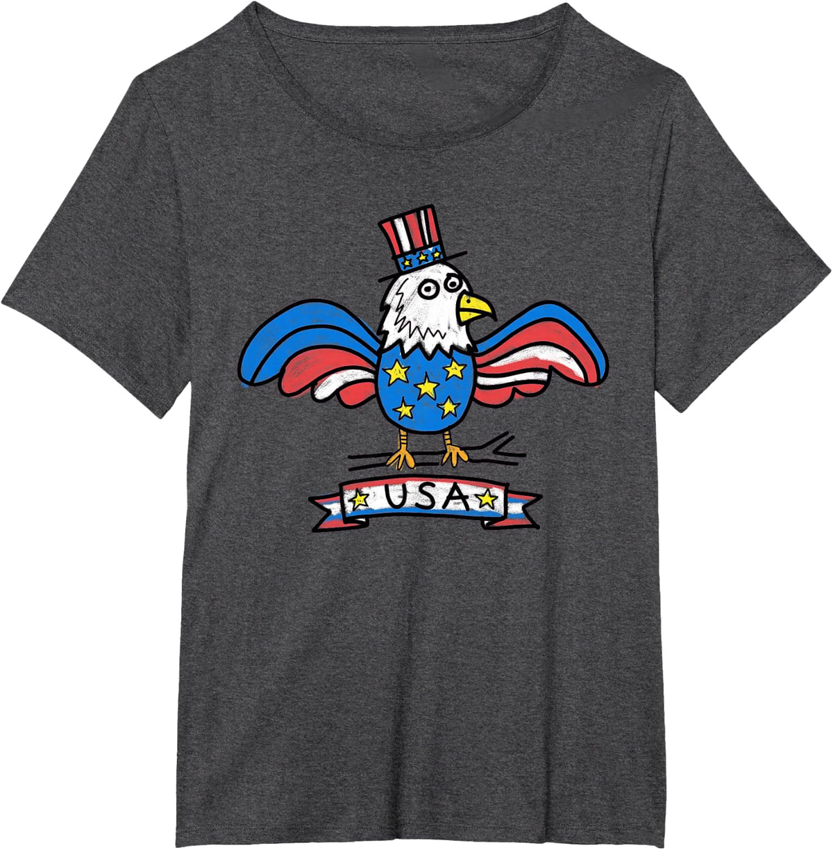 USA Eagle Retro Hand Drawn for Men Women Teens T-Shirt - Dark Heather Grey