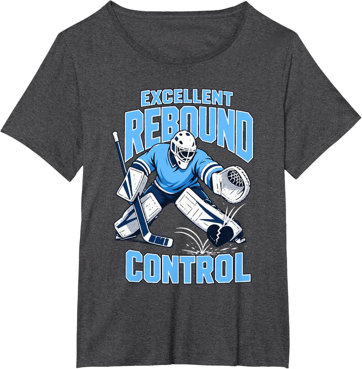 Excellent Rebound Control Hockey Goalie T-Shirt - Dark Heather Grey