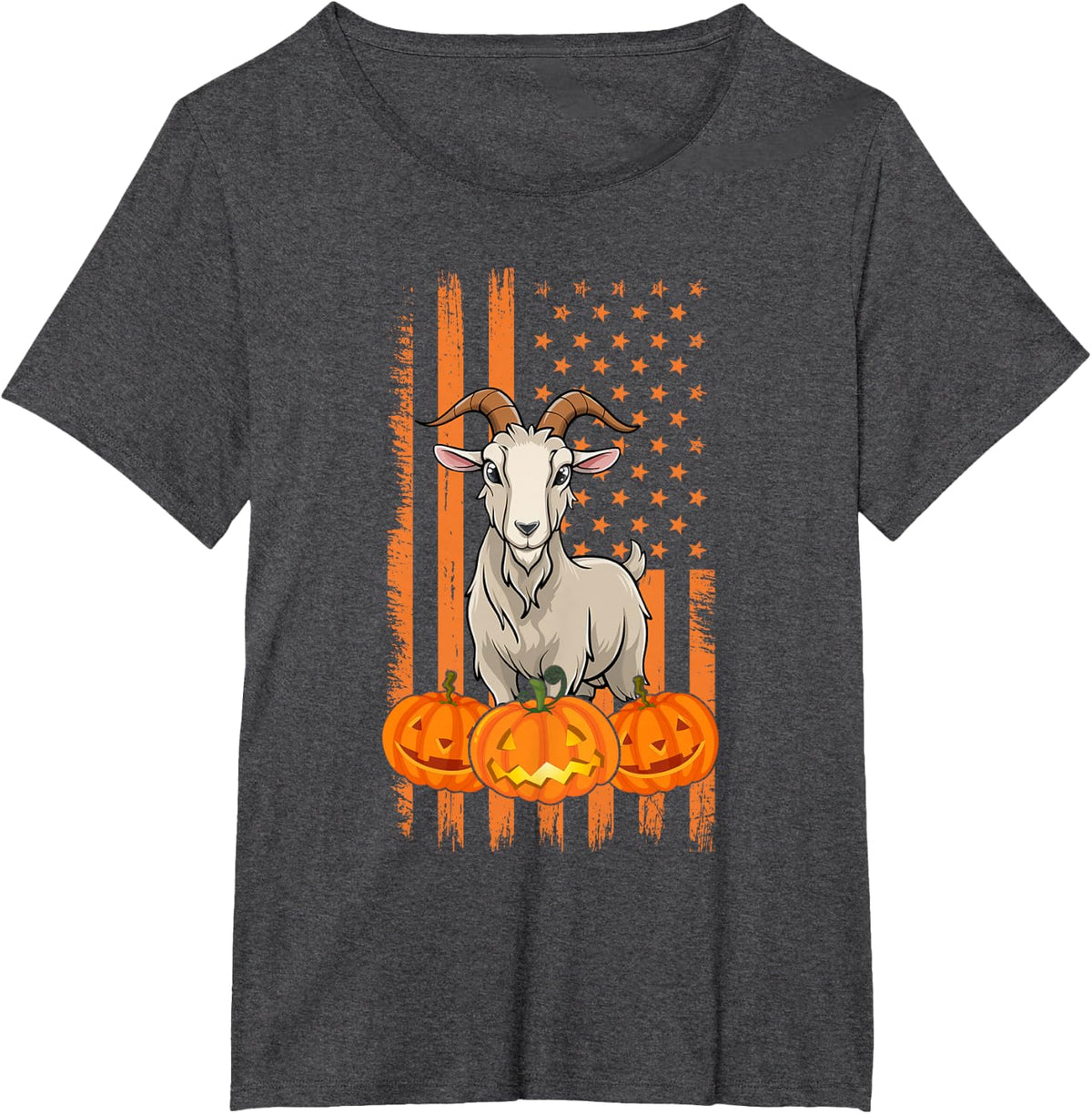 Goat American Flag Patriotic Halloween Costume T-Shirt - Dark Heather Grey