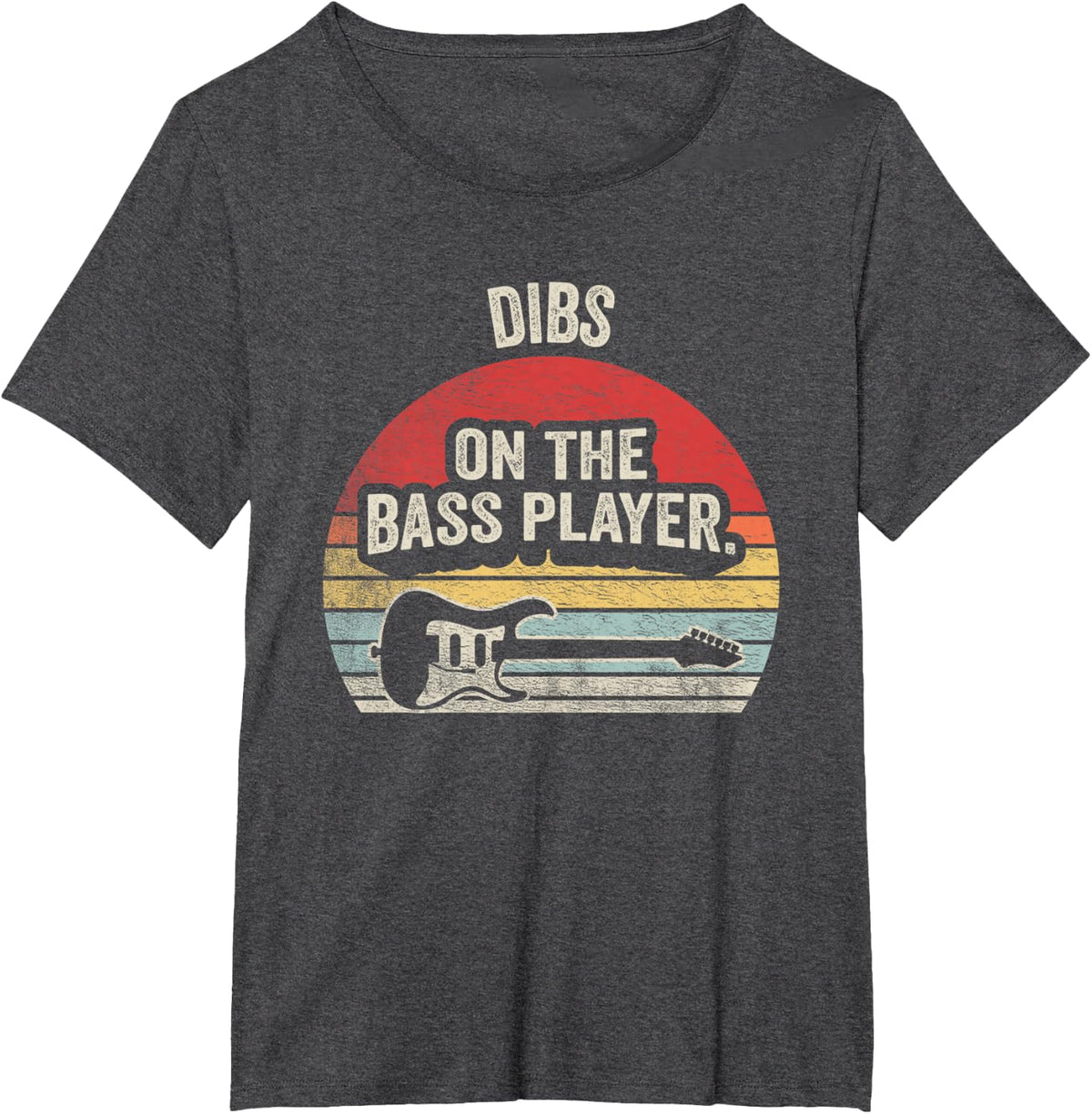NICE 'N COOL Retro Vintage Dibs On The Bass Player Bassist T-Shirt - Dark Heather Grey