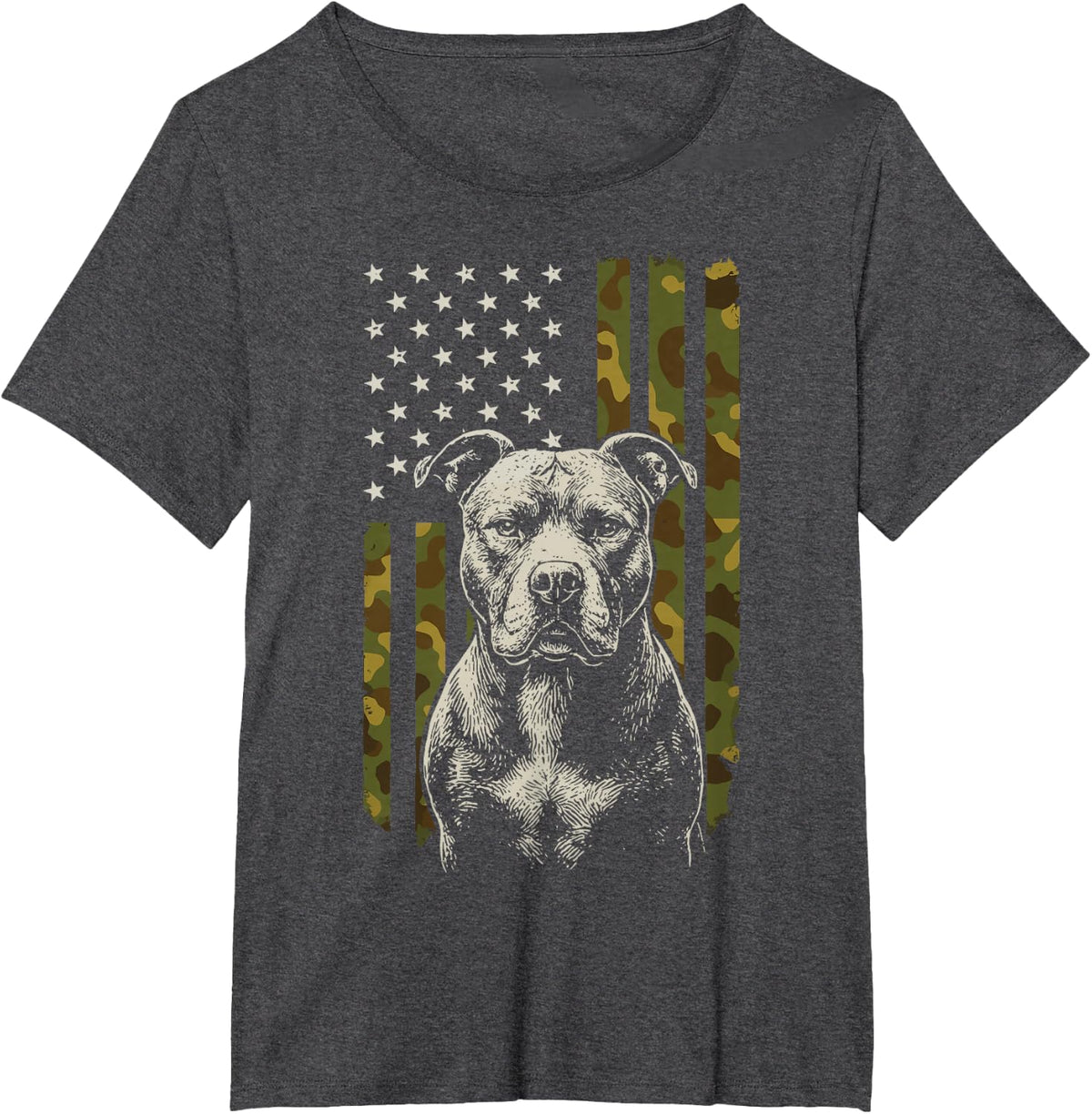 Pitbull US Flag Pit Bull America T-Shirt - Dark Heather Grey